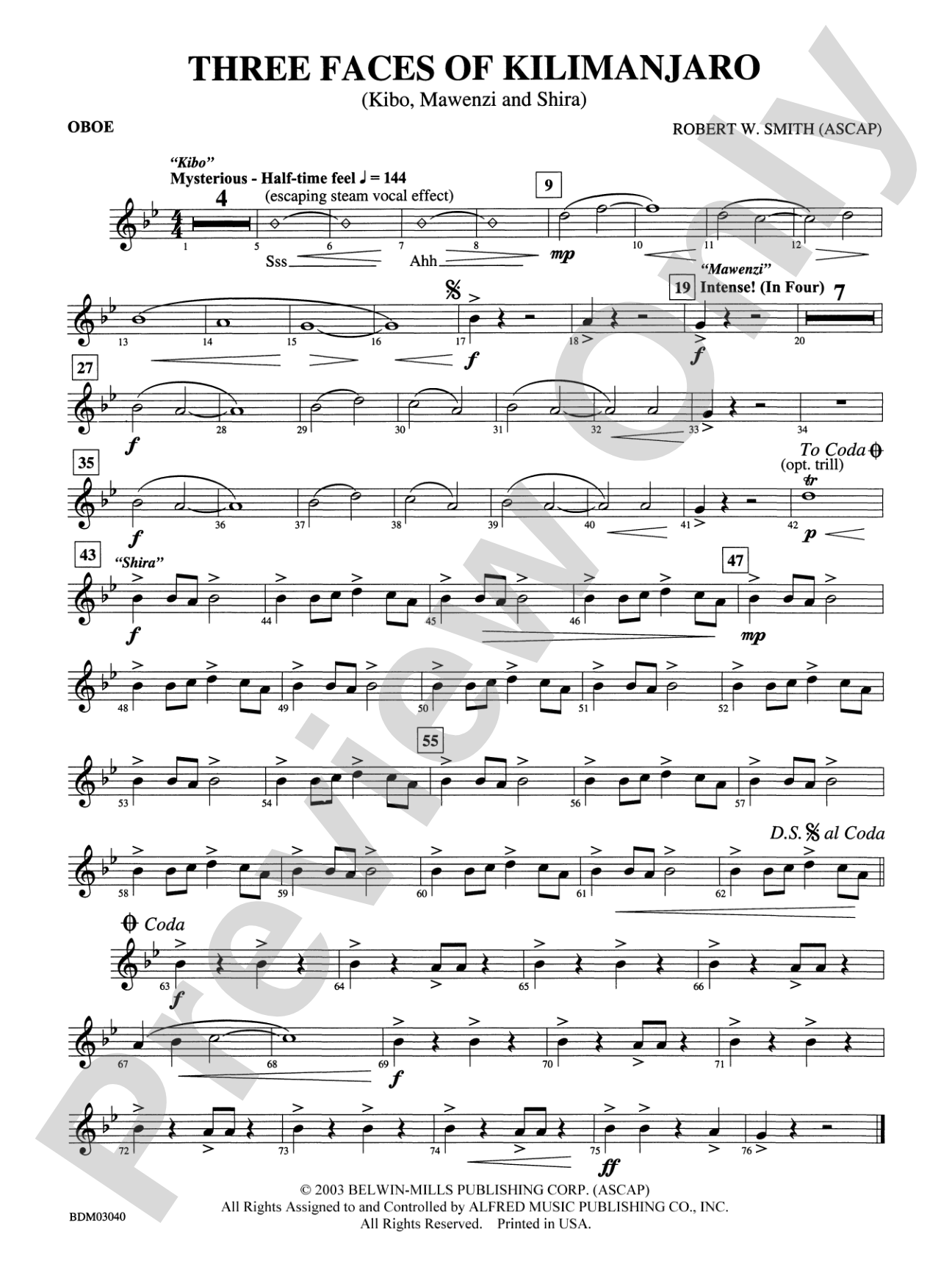 Three Faces of Kilimanjaro (Kibo, Mawenzi, and Shira): Oboe