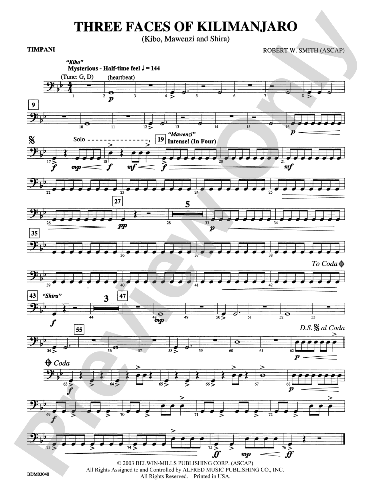 Three Faces of Kilimanjaro (Kibo, Mawenzi, and Shira): Timpani