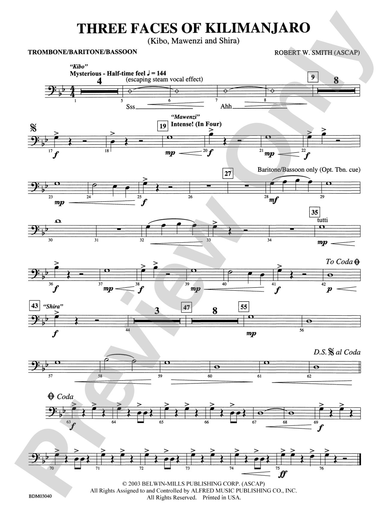 Three Faces of Kilimanjaro (Kibo, Mawenzi, and Shira): 1st Trombone
