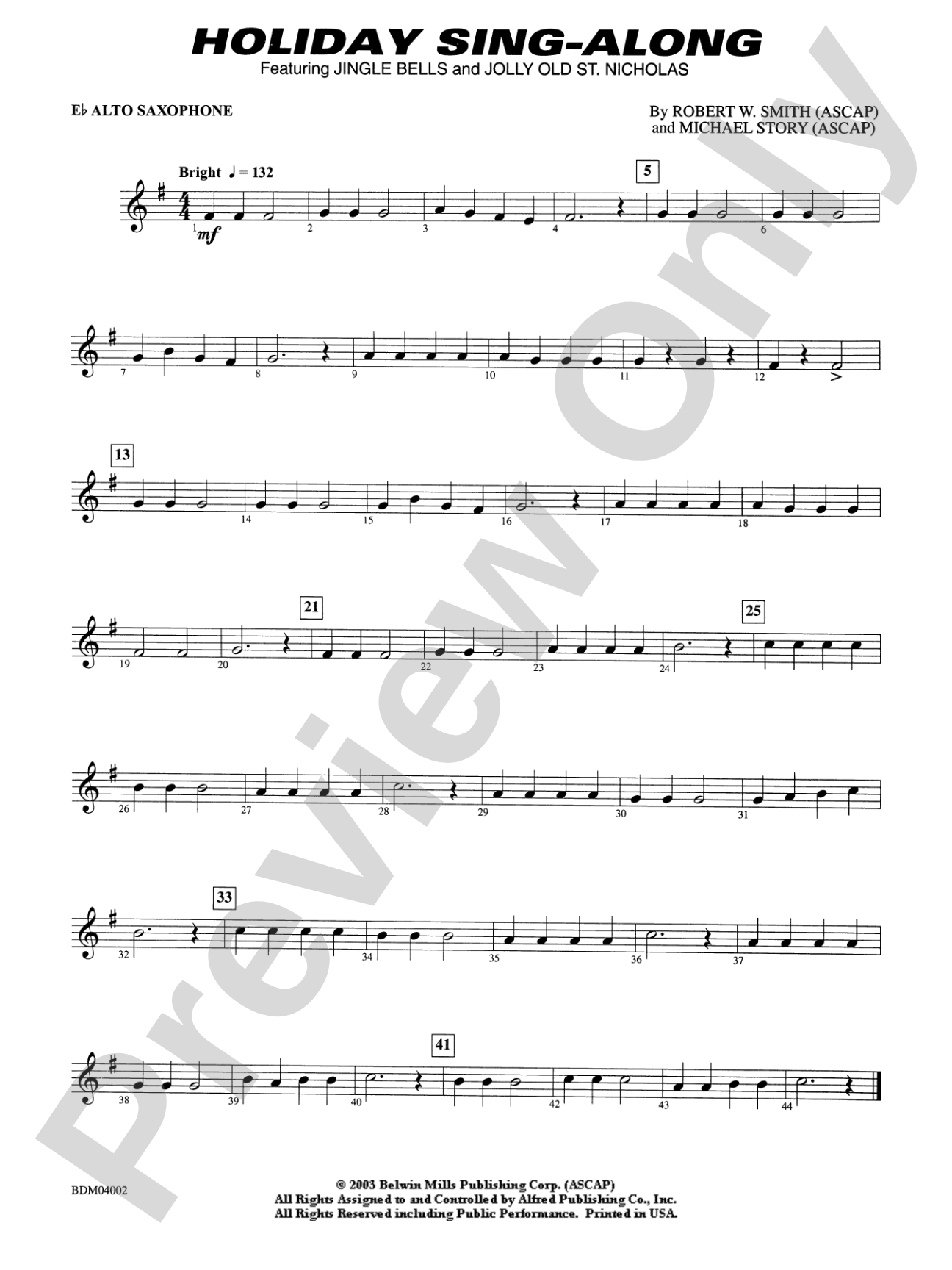 Holiday Sing-Along: E-flat Alto Saxophone