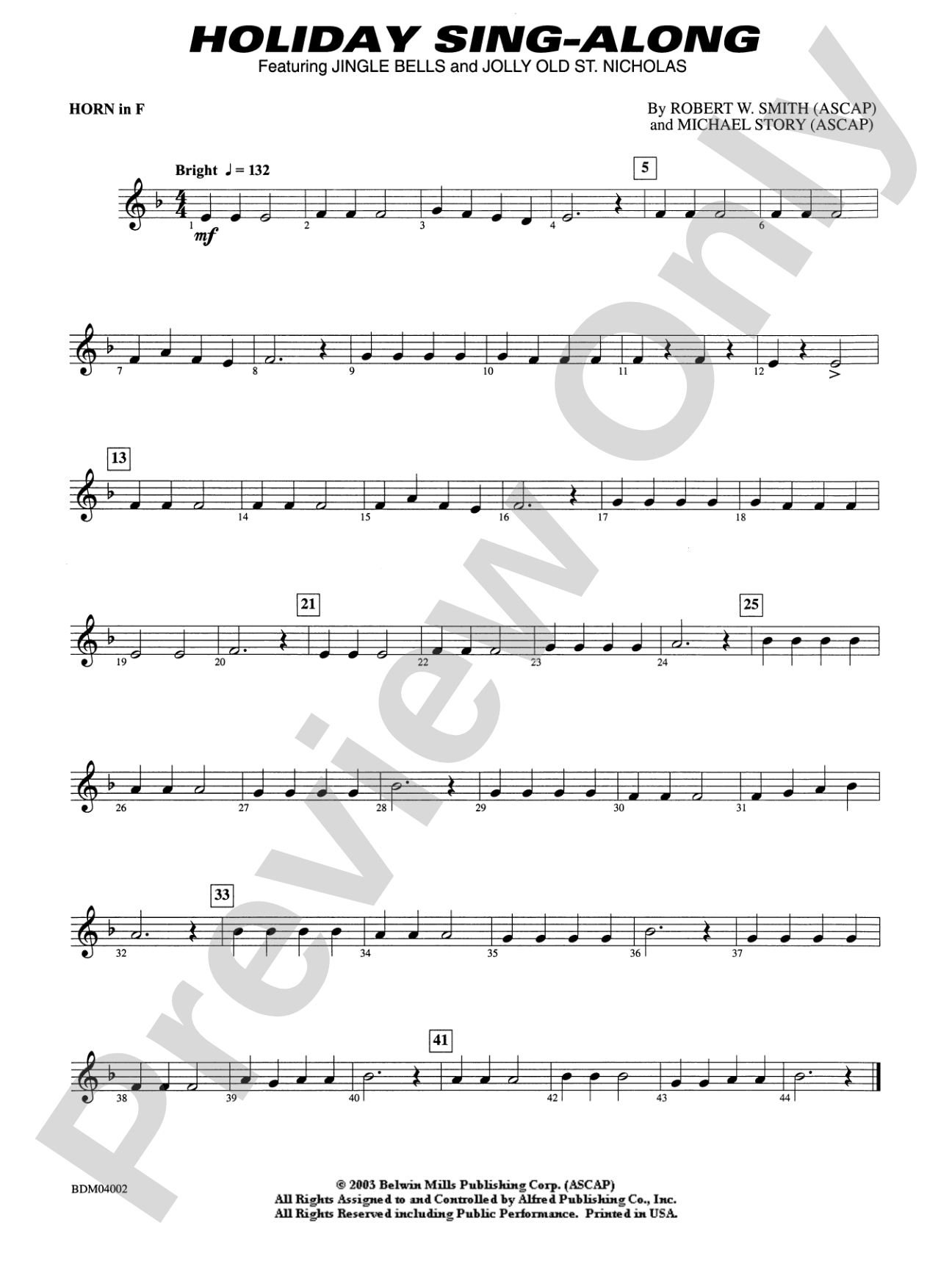 Holiday Sing-Along: 1st F Horn