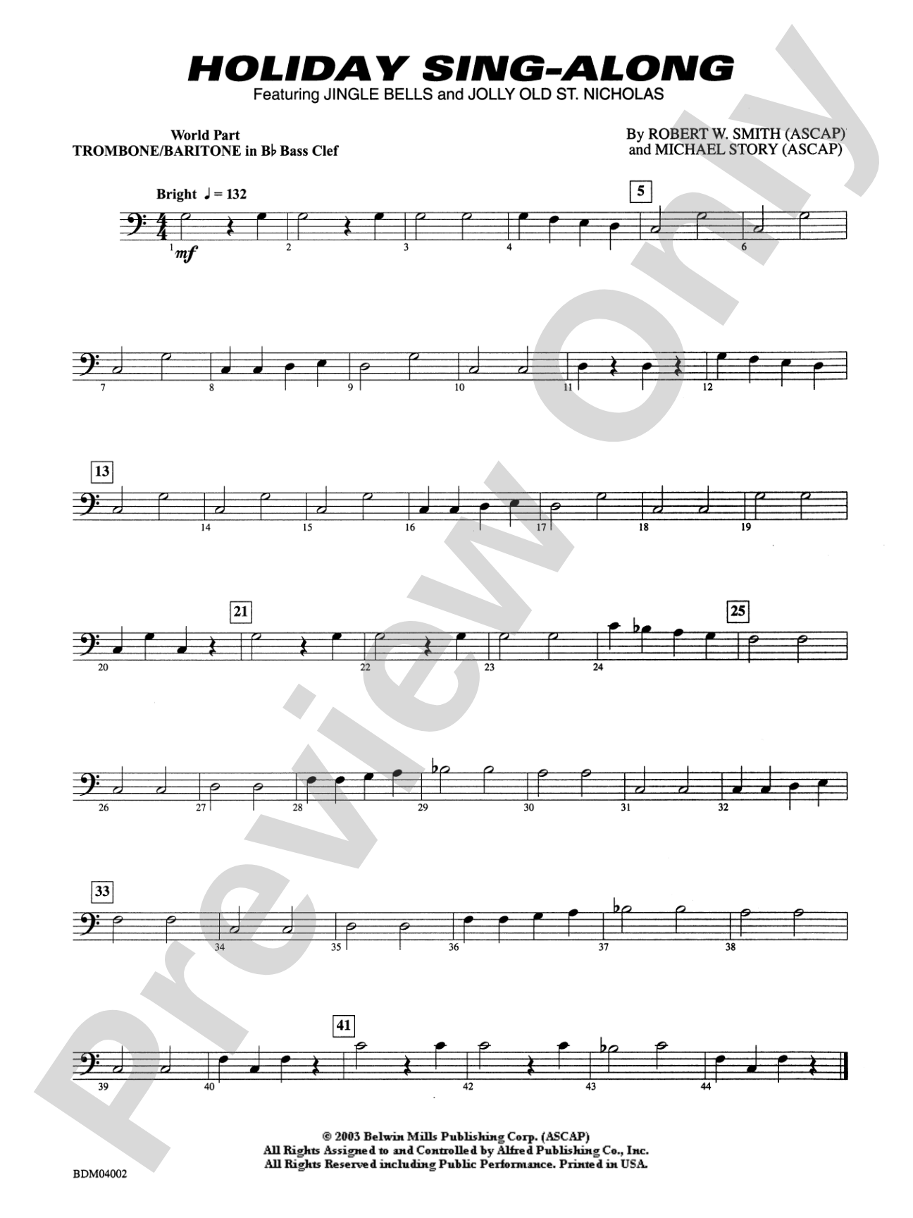 Holiday Sing-Along: WP 1st B-flat Trombone B.C.