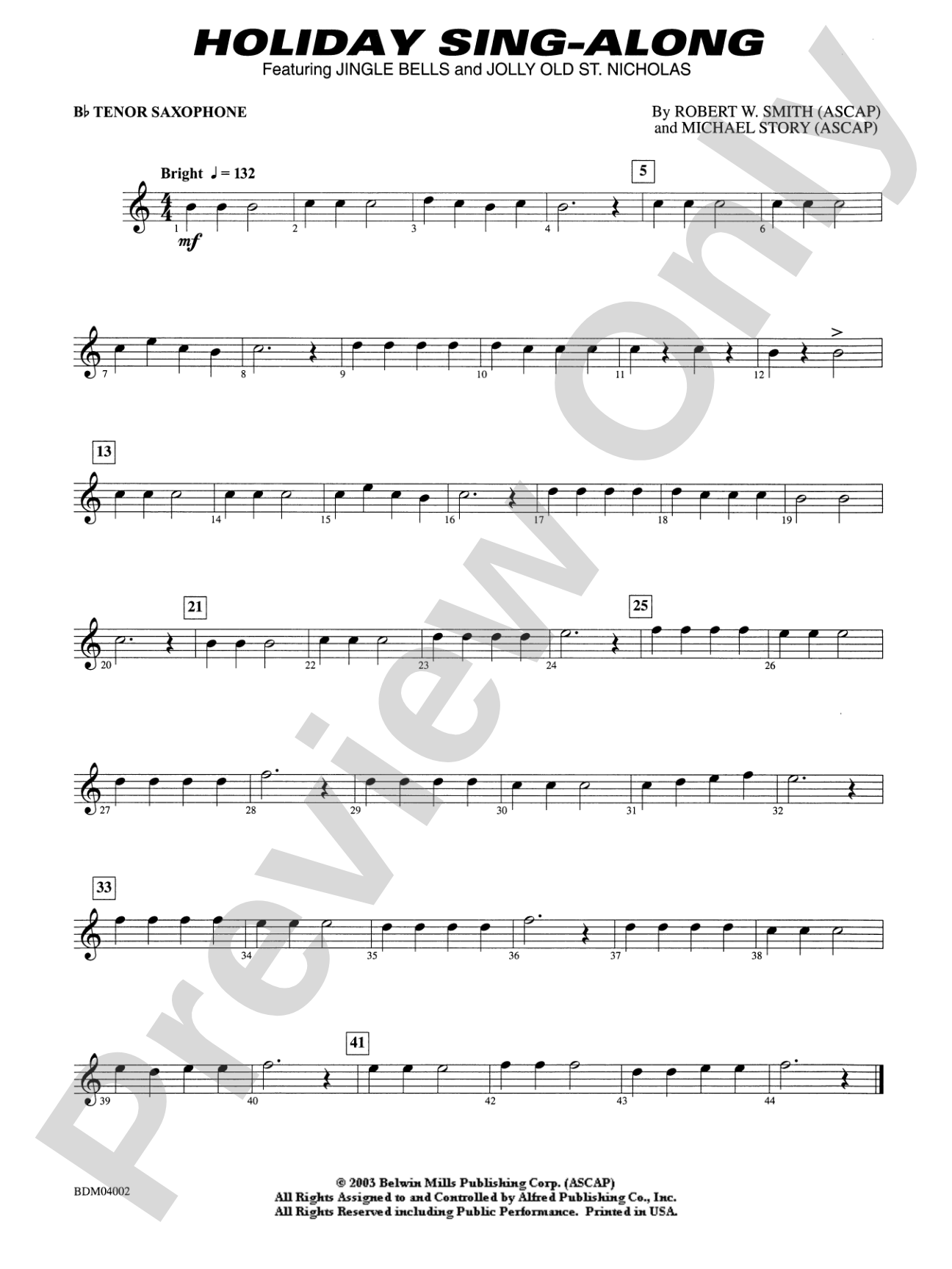 Holiday Sing-Along: B-flat Tenor Saxophone