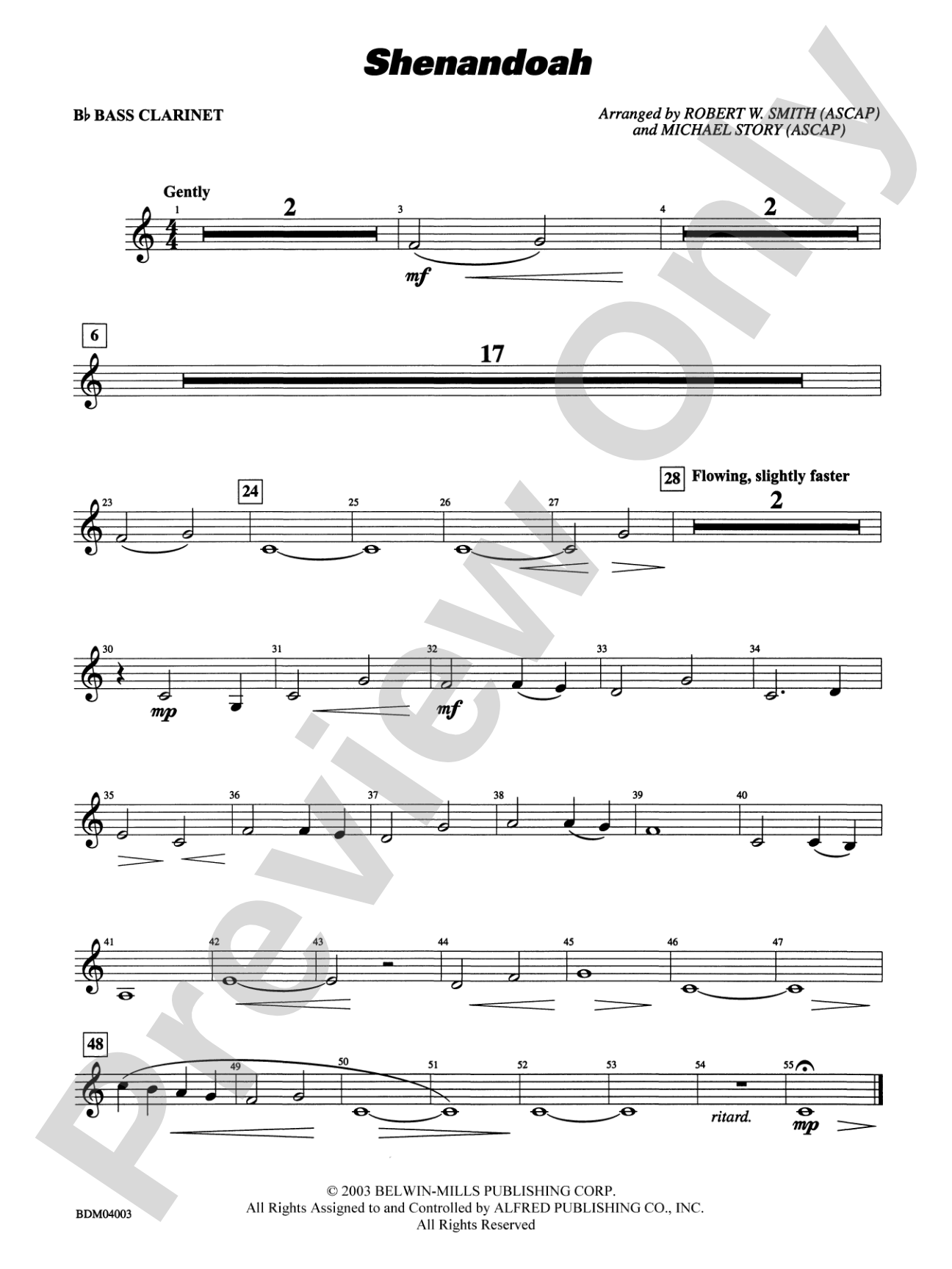 Shenandoah: B-flat Bass Clarinet