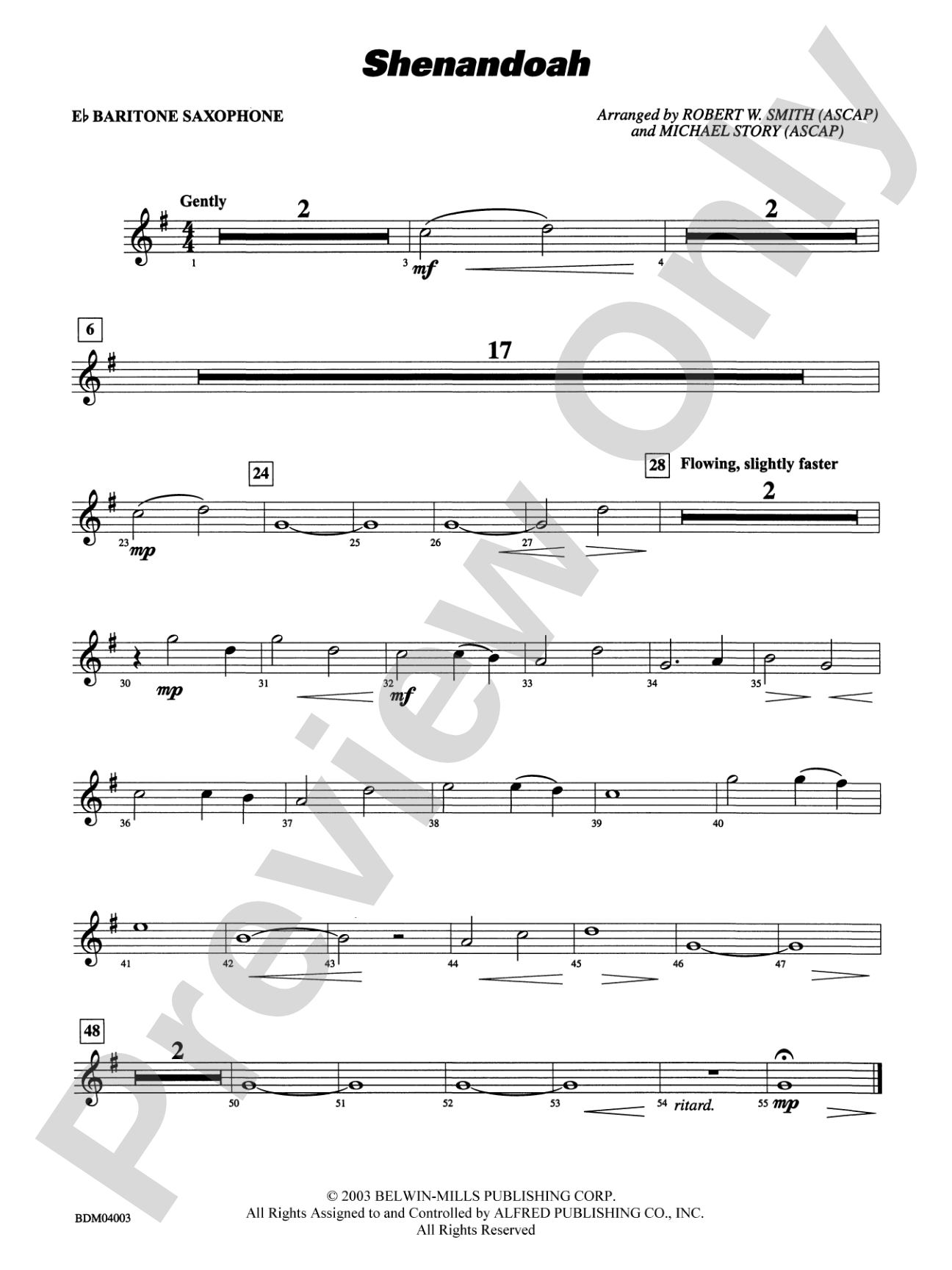 Shenandoah: E-flat Baritone Saxophone