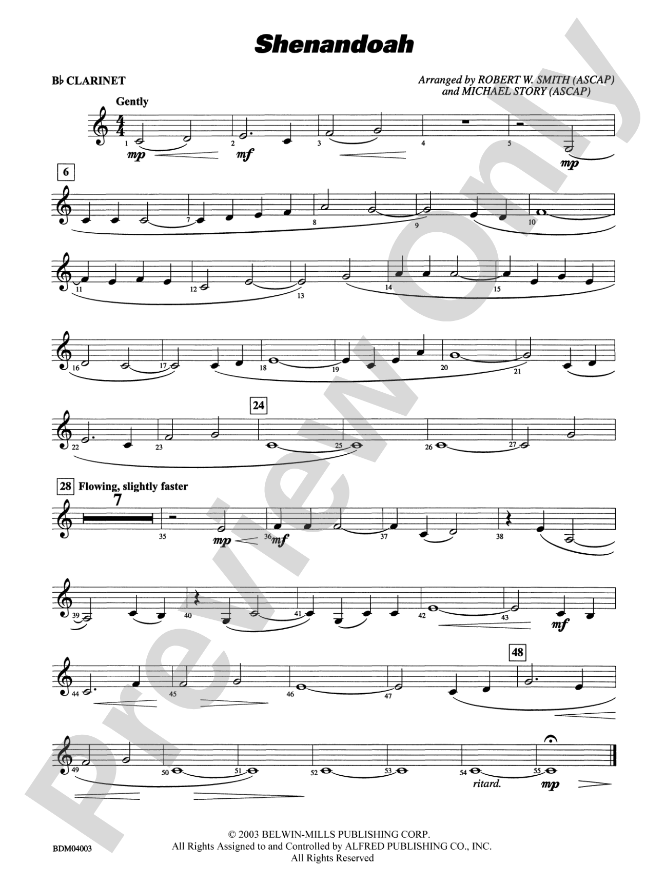 Shenandoah: 1st B-flat Clarinet
