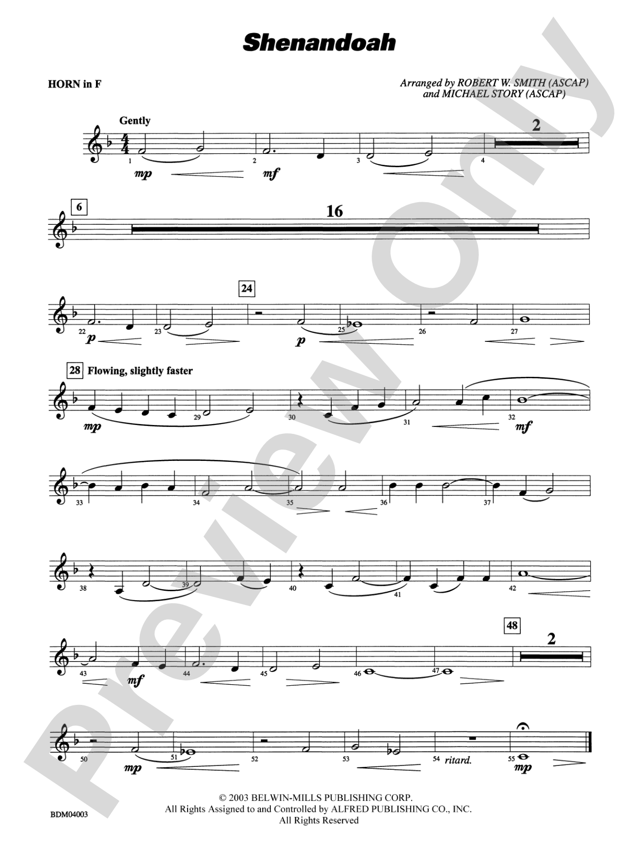 Shenandoah: 1st F Horn
