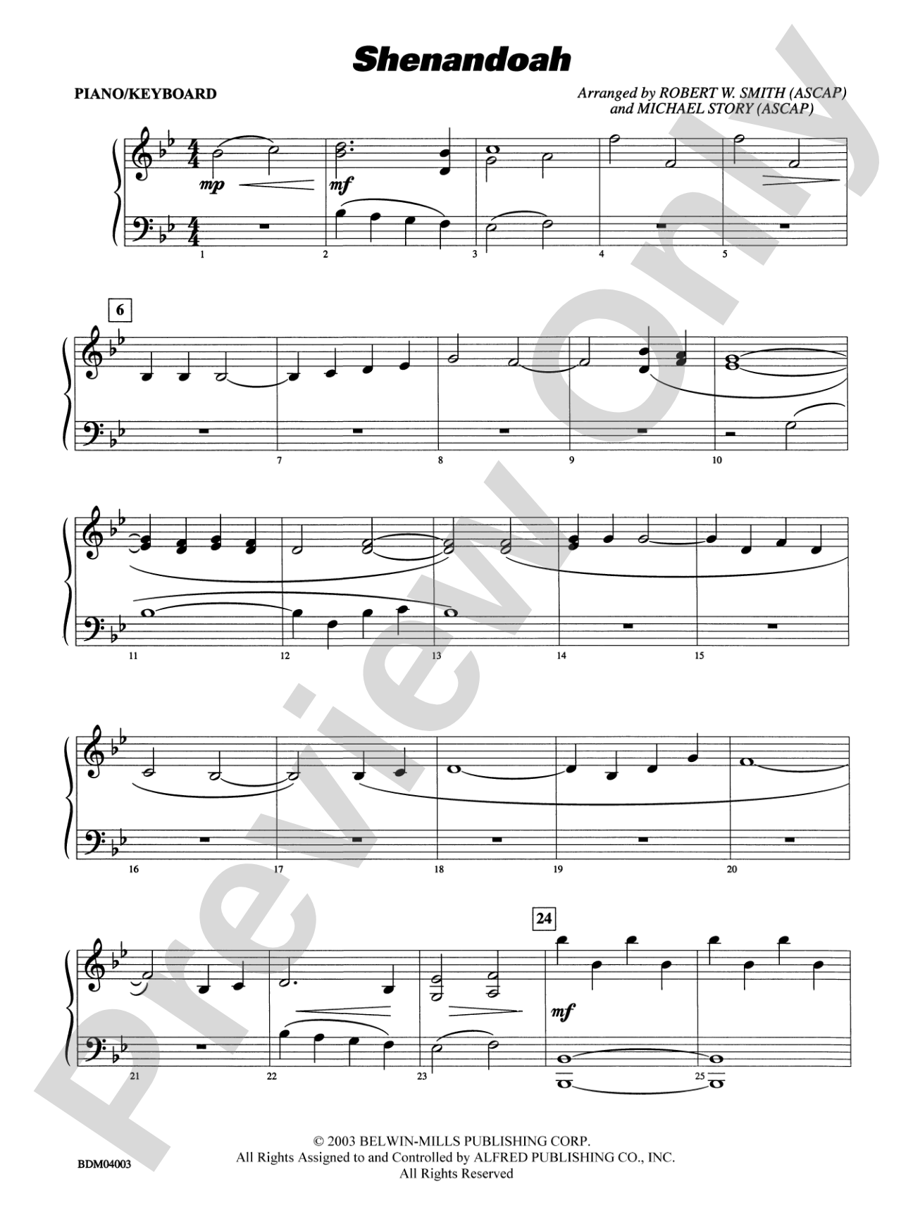 Shenandoah: Piano Accompaniment
