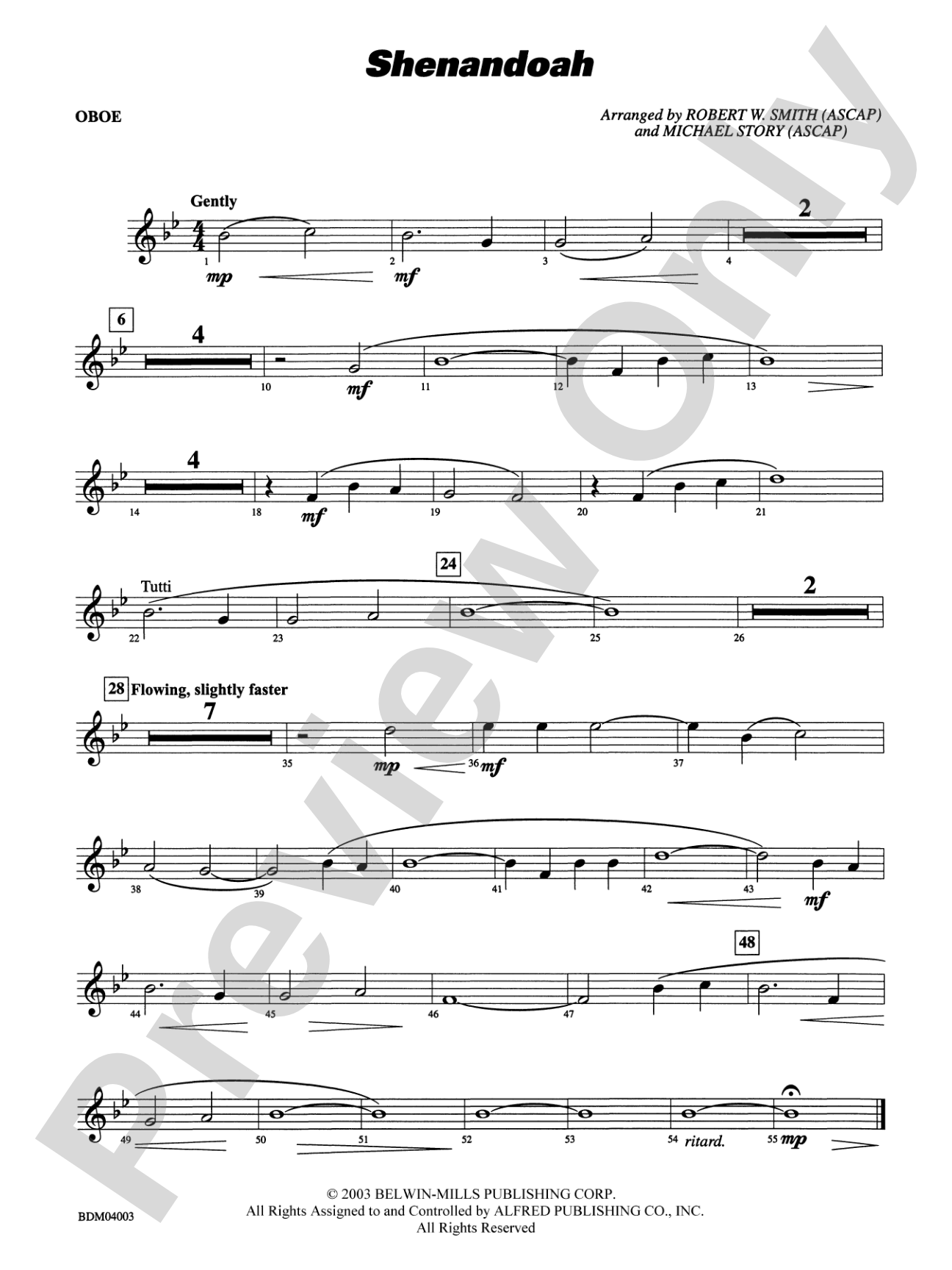 Shenandoah: Oboe