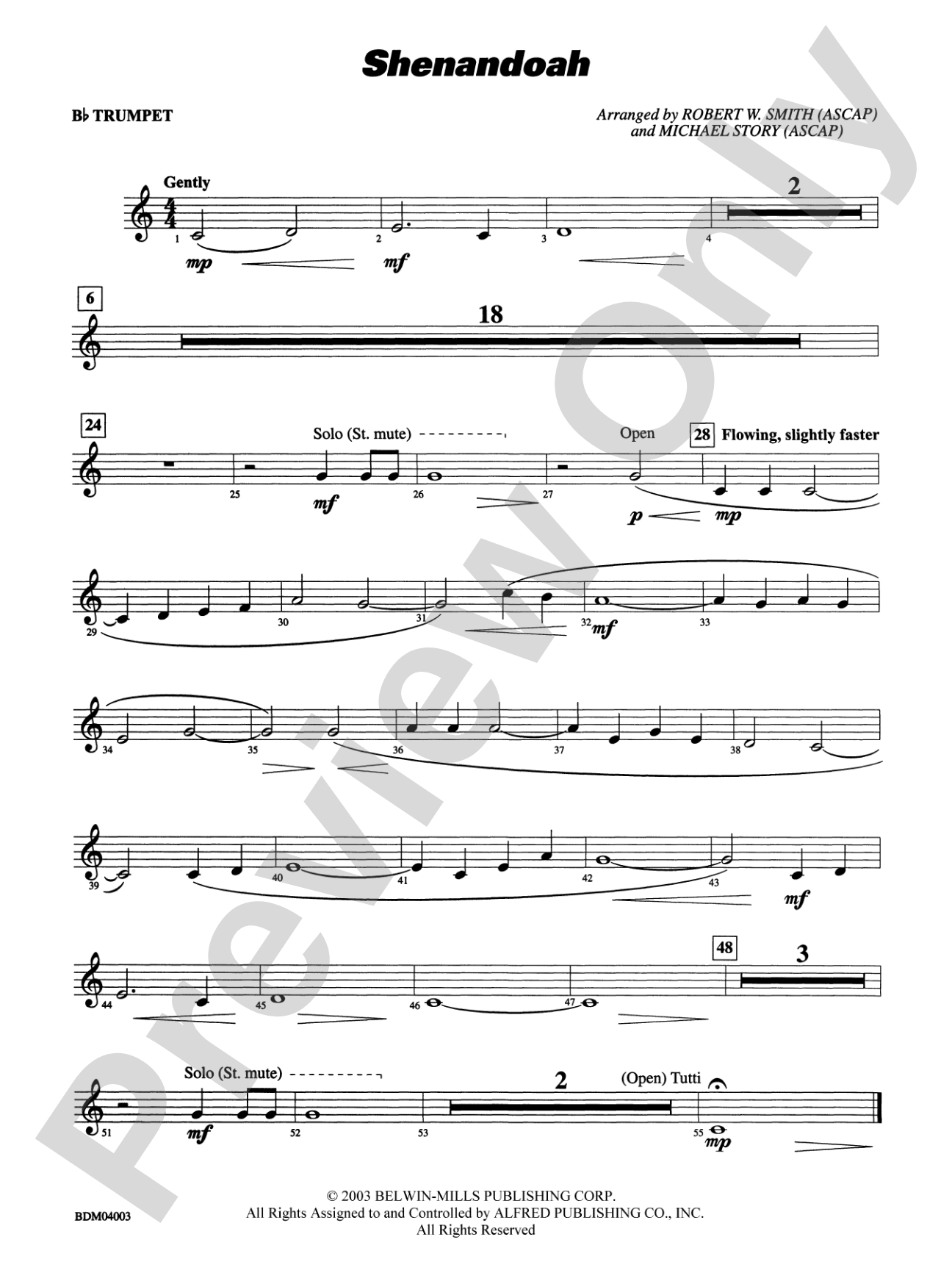 Shenandoah: 1st B-flat Trumpet