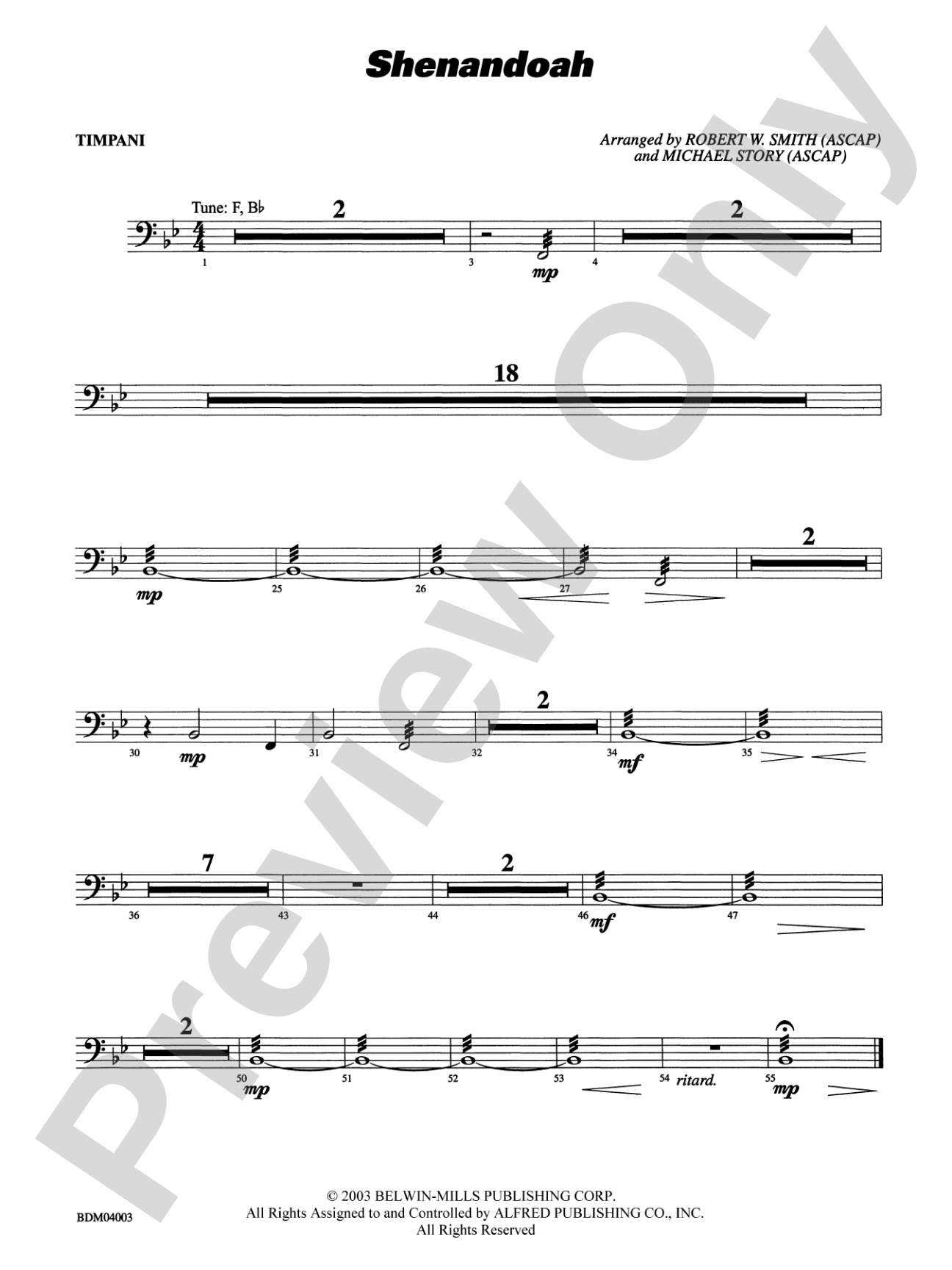Shenandoah: Timpani