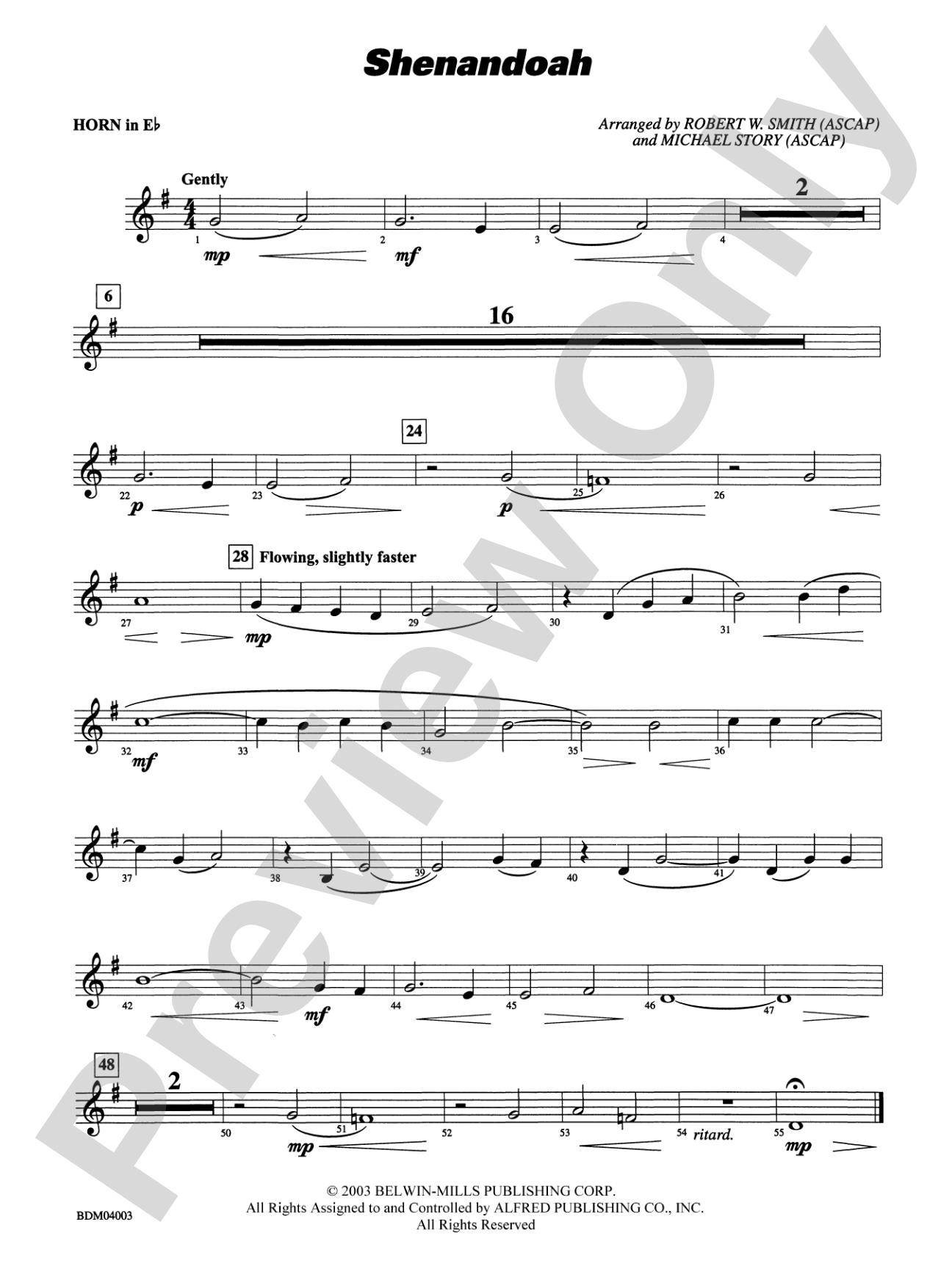 Shenandoah: (wp) 1st Horn in E-flat