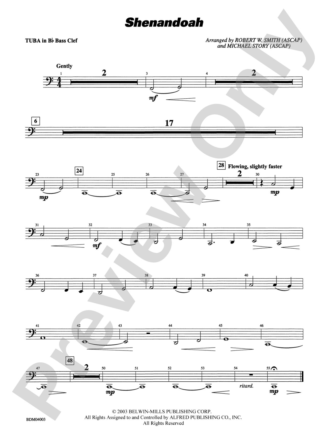 Shenandoah: (wp) B-flat Tuba B.C.