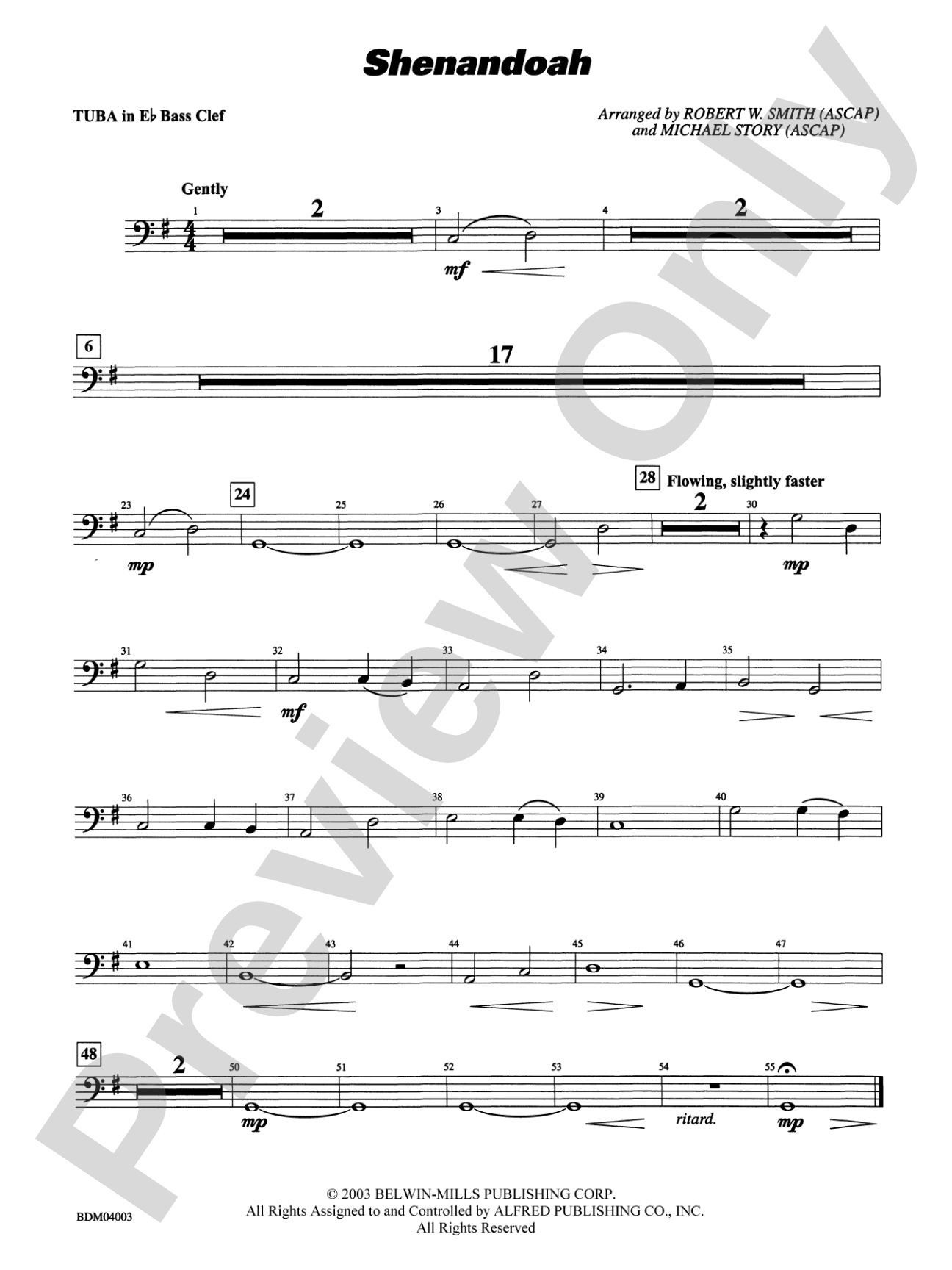 Shenandoah: (wp) E-flat Tuba B.C.
