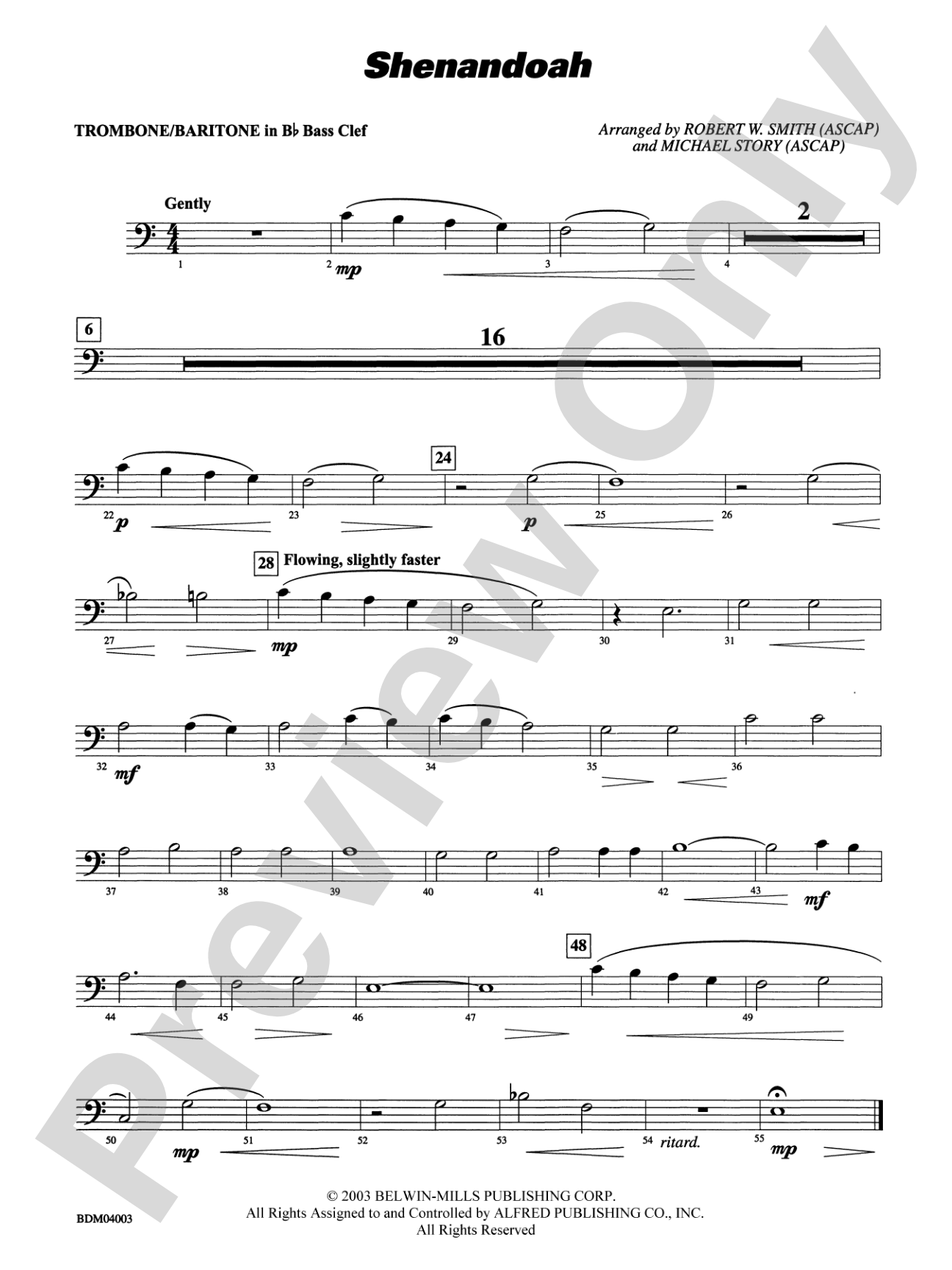 Shenandoah: (wp) 1st B-flat Trombone B.C.