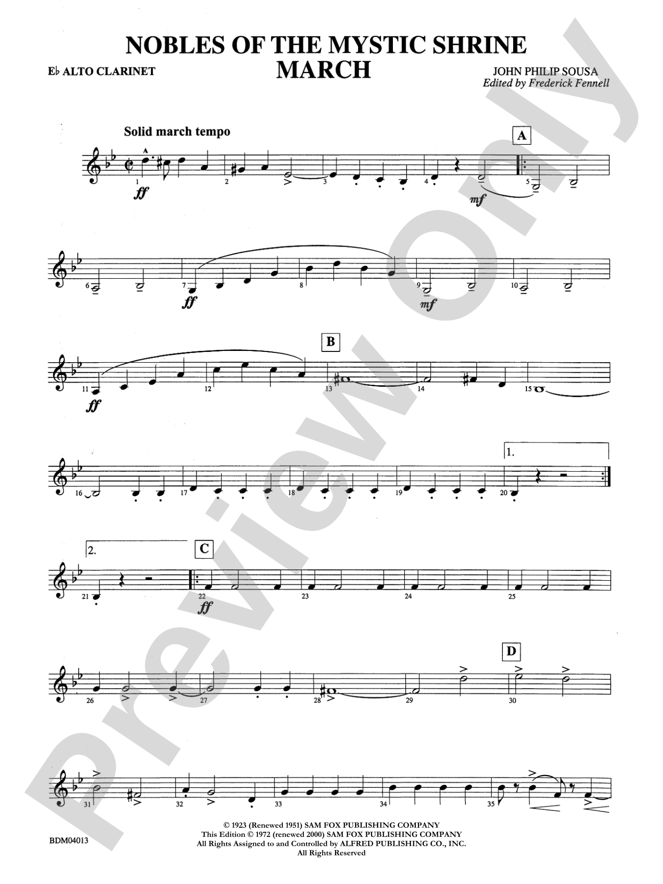 Nobles of the Mystic Shrine (March): E-flat Alto Clarinet