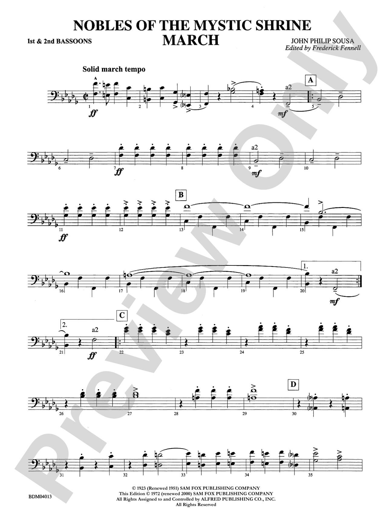 Nobles of the Mystic Shrine (March): 1st & 2nd Bassoon