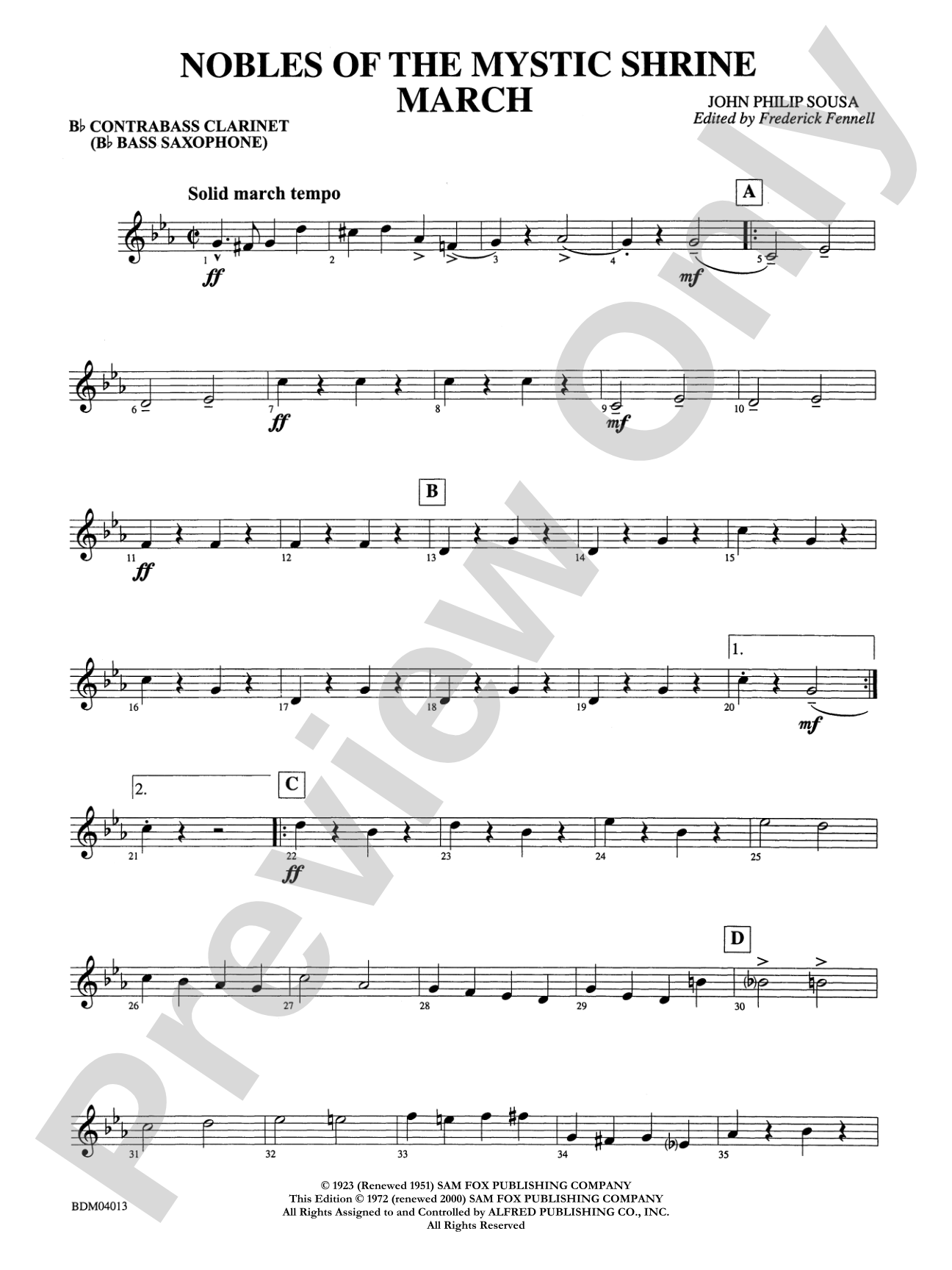 Nobles of the Mystic Shrine (March): B-flat Contrabass Clarinet