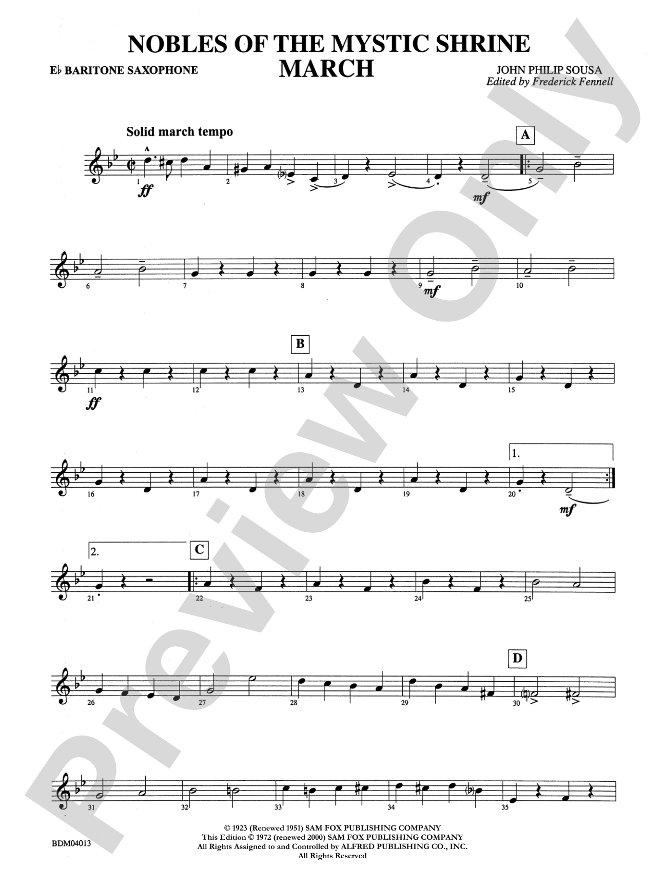 Nobles of the Mystic Shrine (March): E-flat Baritone Saxophone