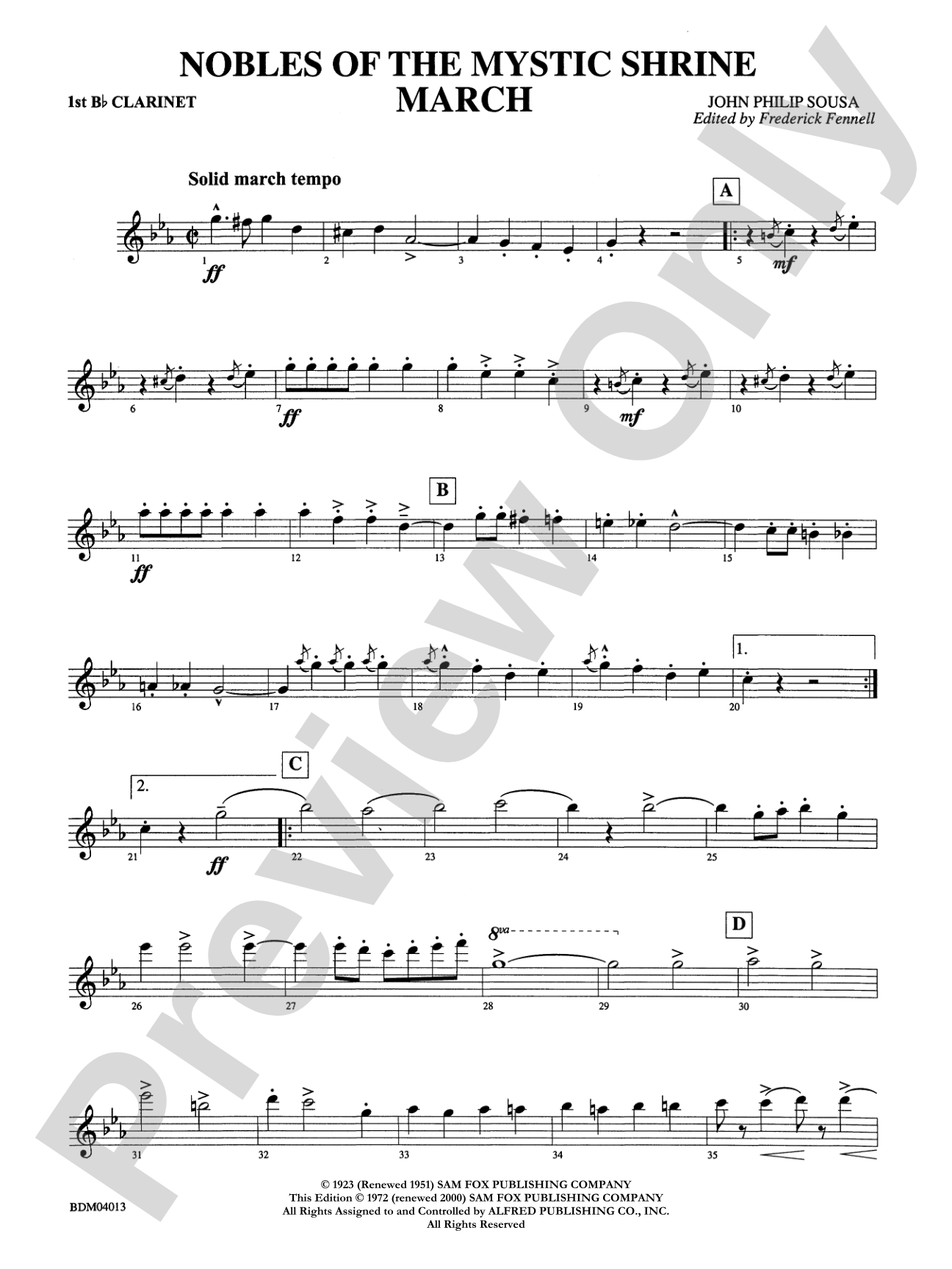 Nobles of the Mystic Shrine (March): 1st B-flat Clarinet