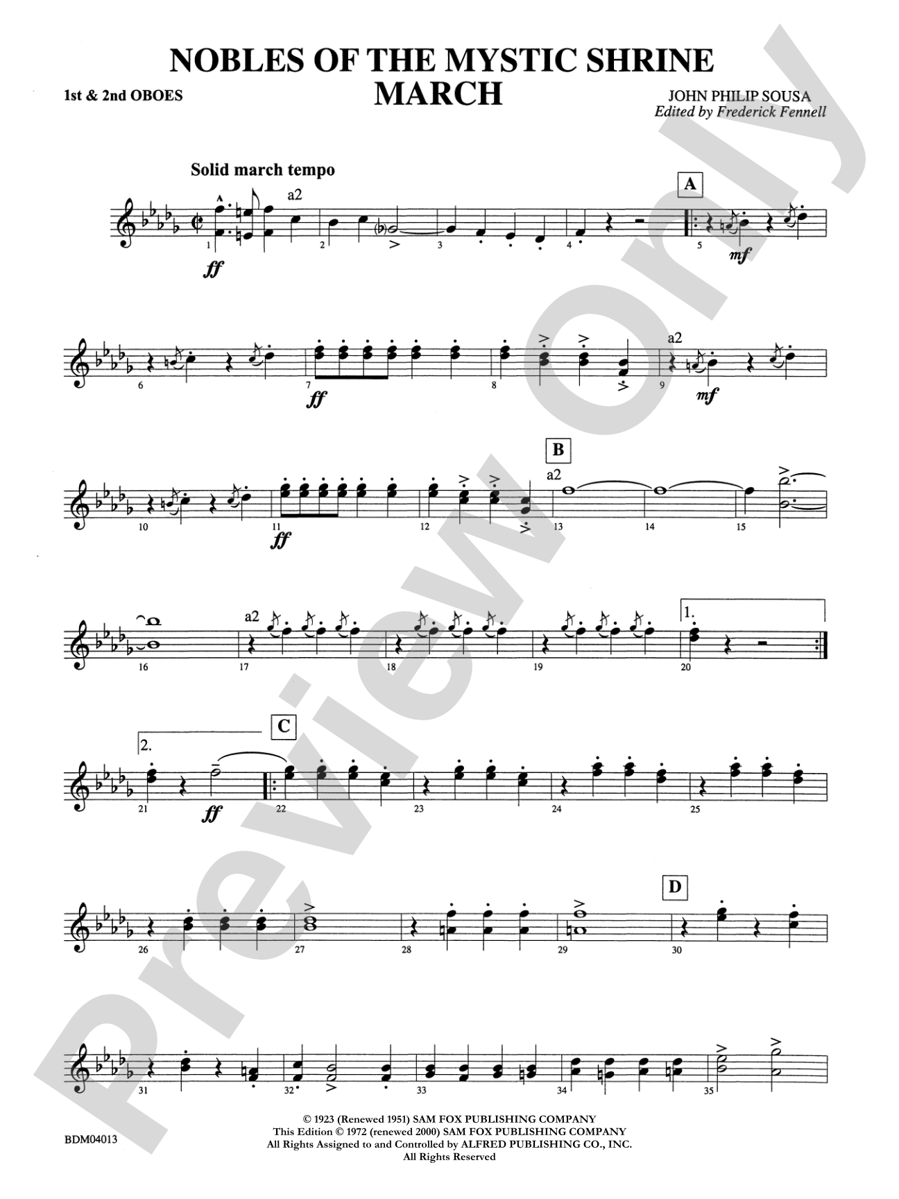 Nobles of the Mystic Shrine (March): 1st & 2nd Oboe