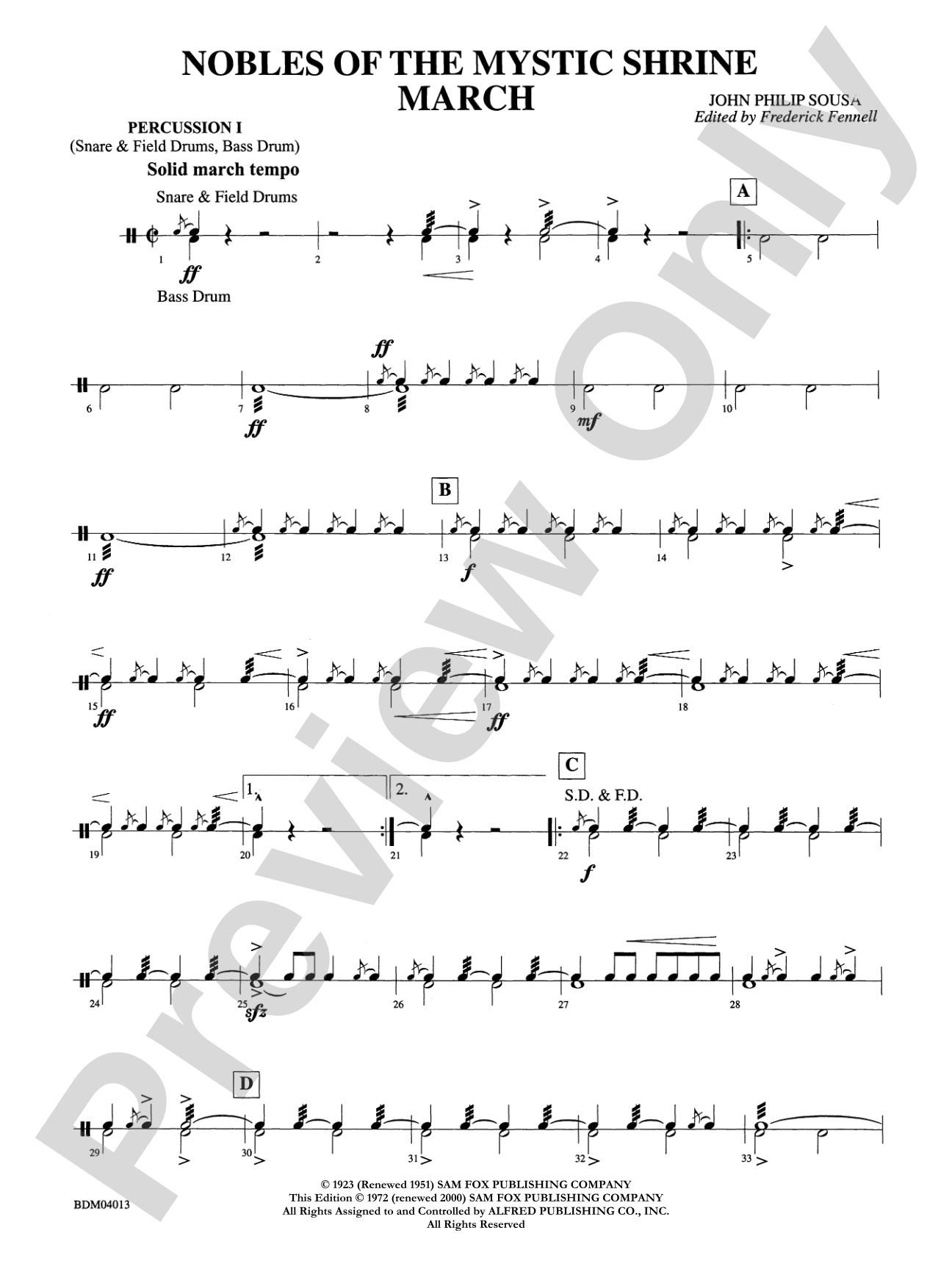 Nobles of the Mystic Shrine (March): 1st Percussion