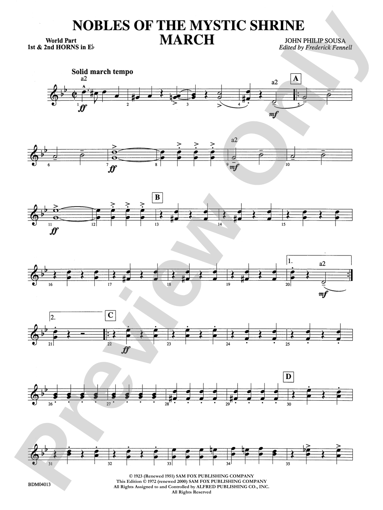Nobles of the Mystic Shrine (March): (wp) 1st Horn in E-flat