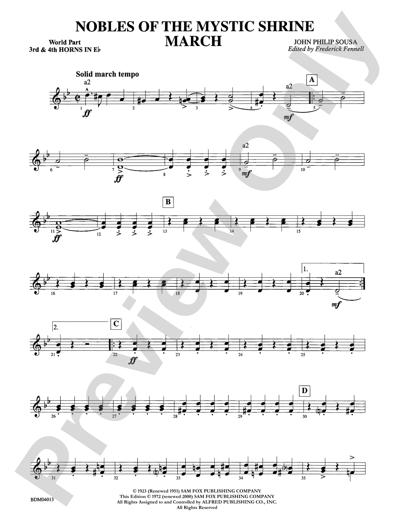 Nobles of the Mystic Shrine (March): (wp) 3rd Horn in E-flat