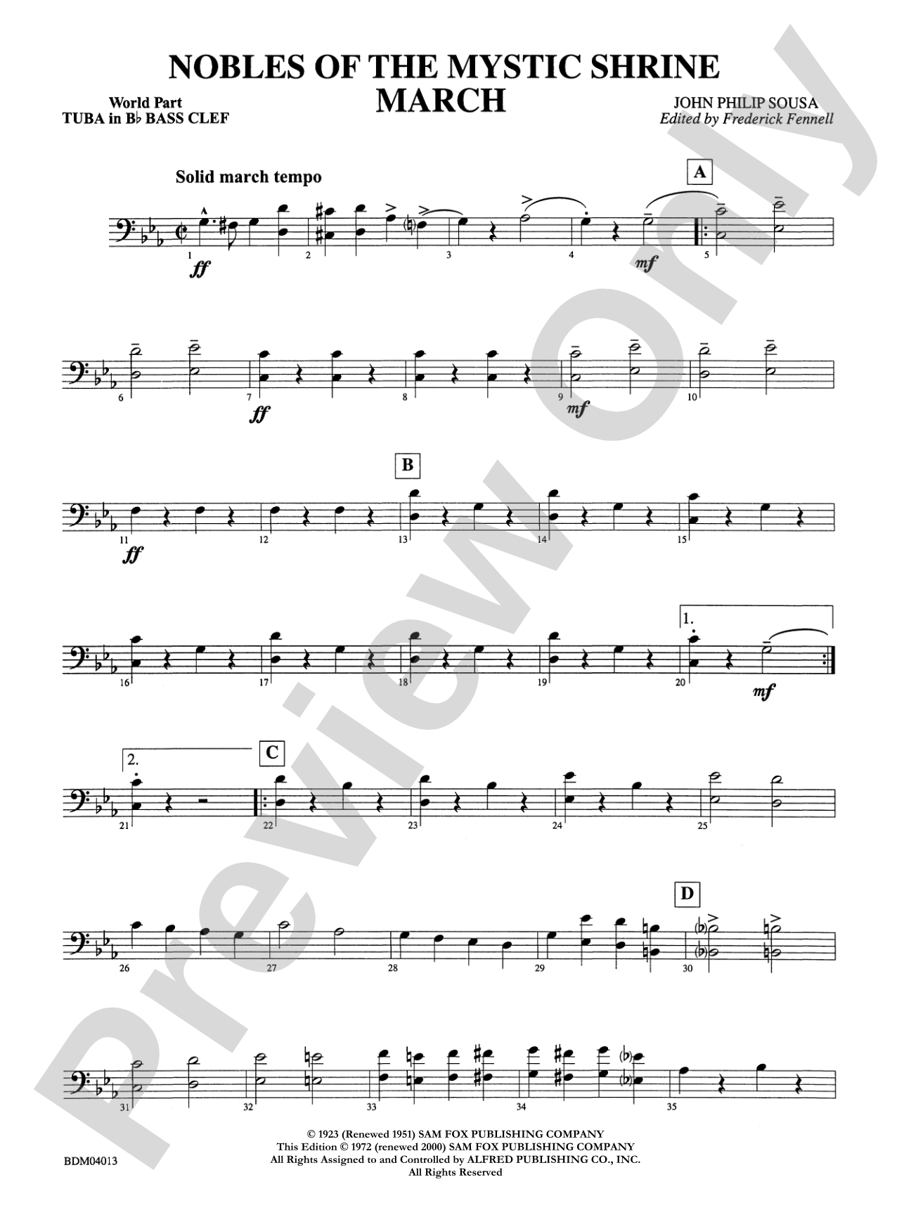 Nobles of the Mystic Shrine (March): (wp) B-flat Tuba B.C.