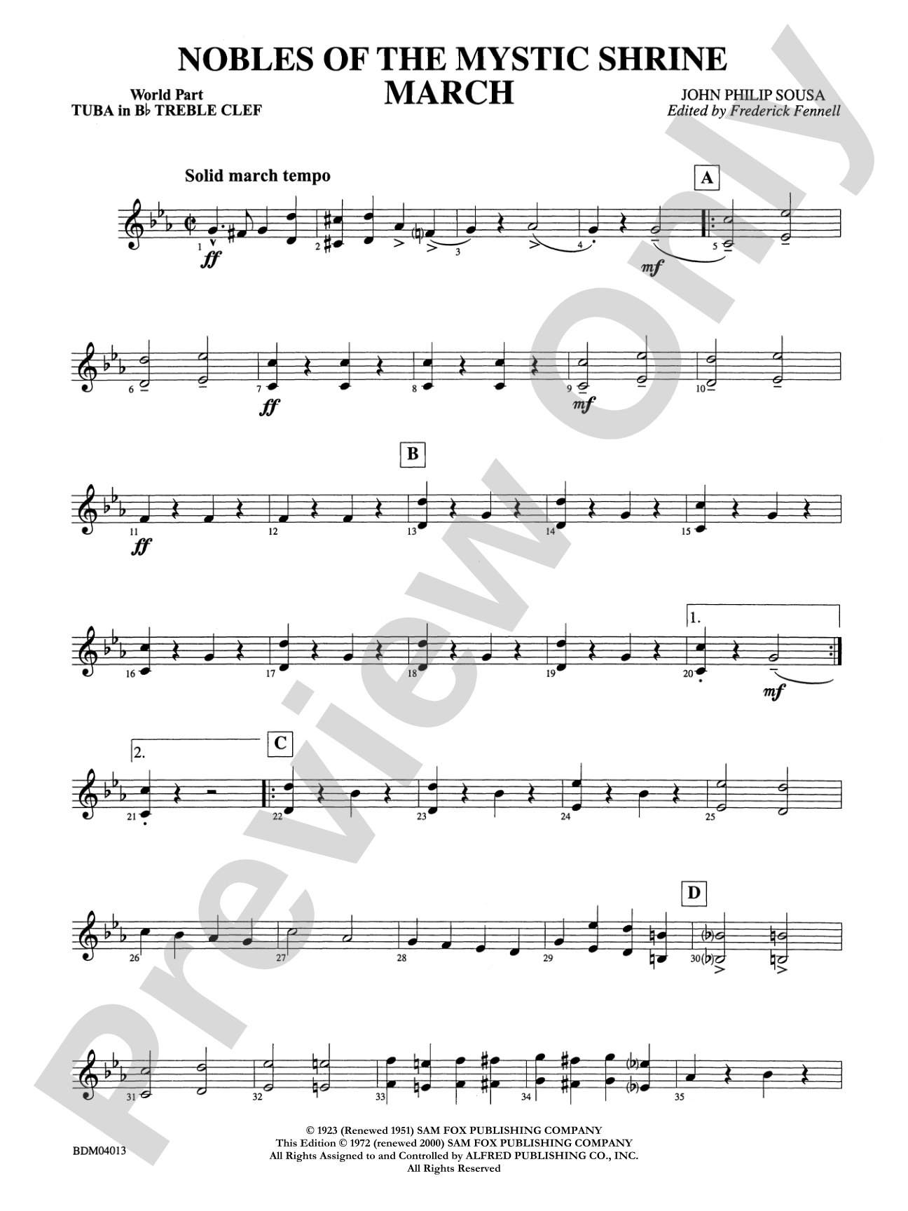 Nobles of the Mystic Shrine (March): (wp) B-flat Tuba T.C.