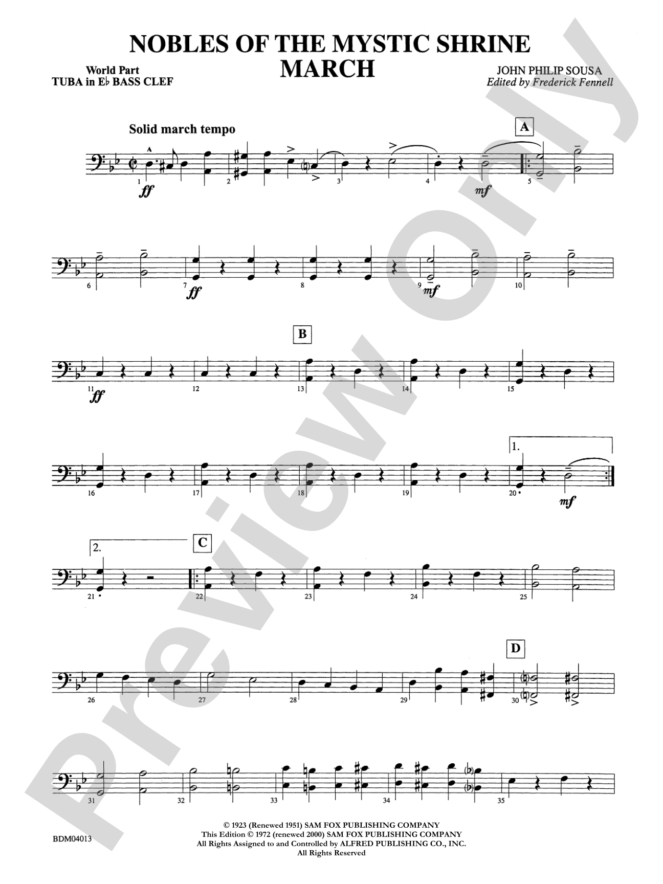 Nobles of the Mystic Shrine (March): (wp) E-flat Tuba B.C.