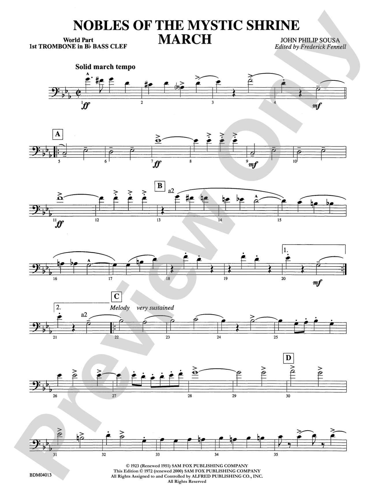 Nobles of the Mystic Shrine (March): (wp) 1st B-flat Trombone B.C.