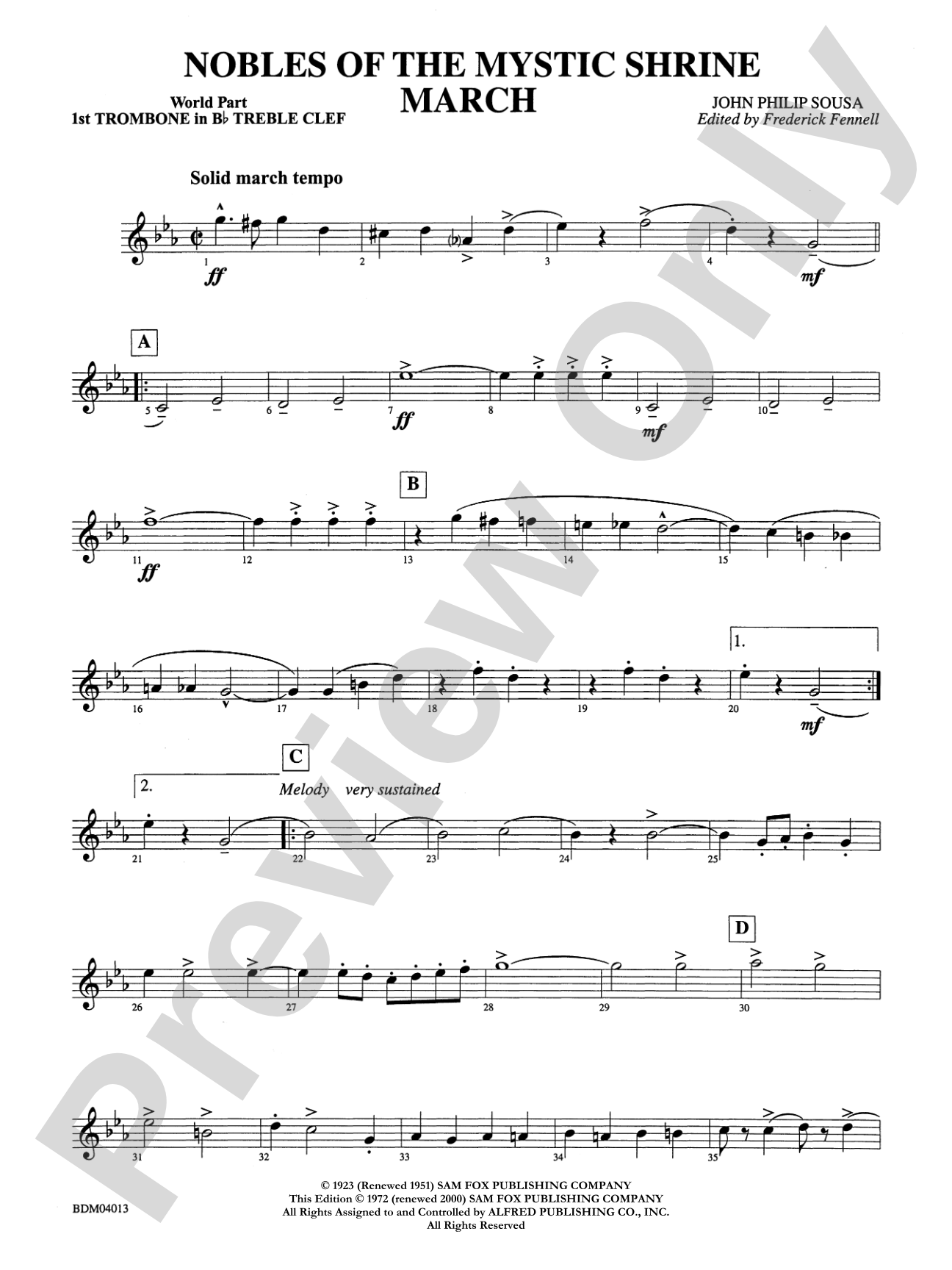 Nobles of the Mystic Shrine (March): (wp) 1st B-flat Trombone T.C.