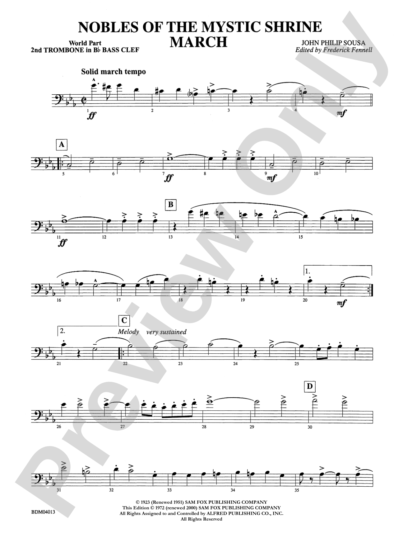 Nobles of the Mystic Shrine (March): (wp) 2nd B-flat Trombone B.C.