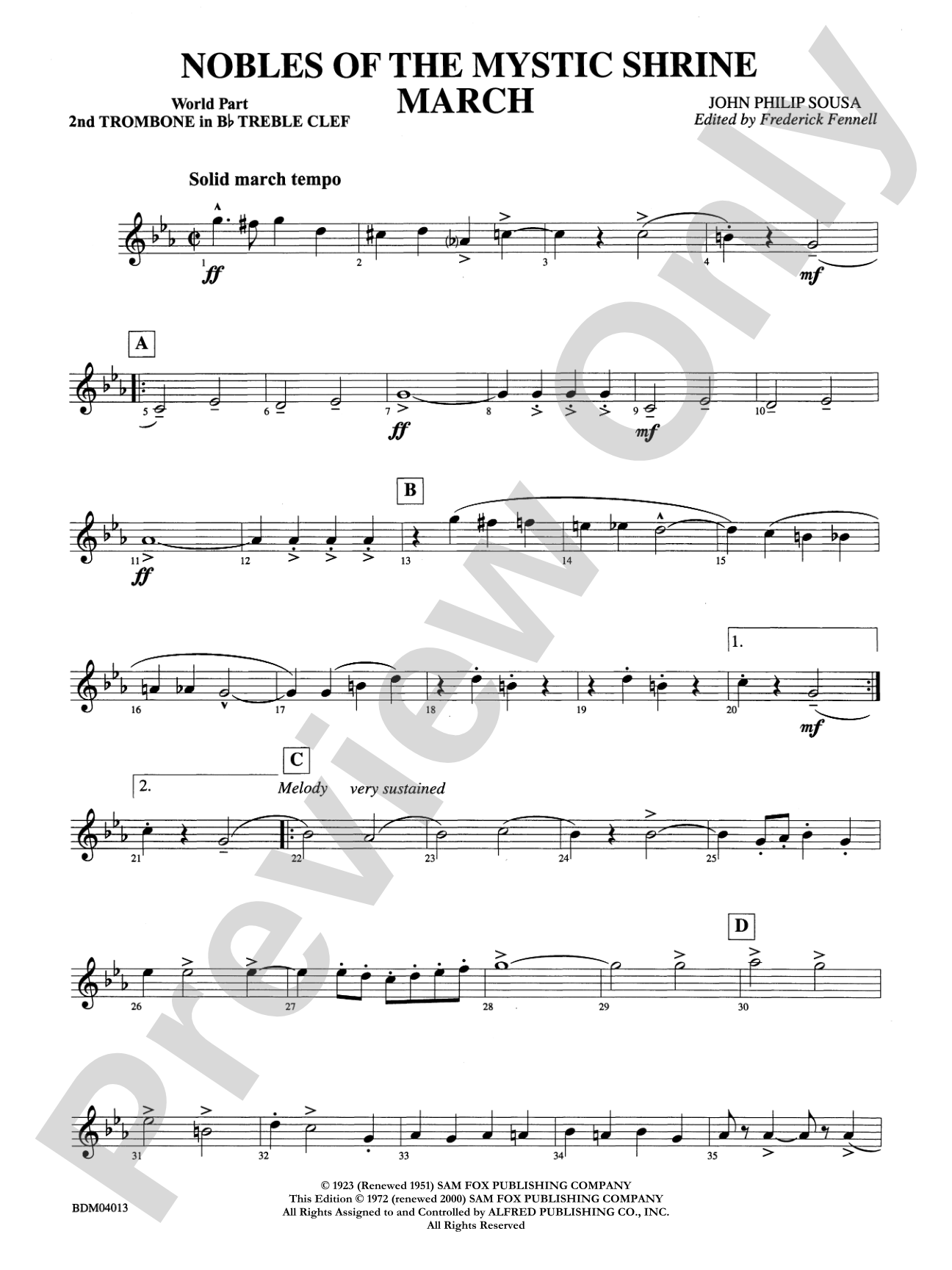 Nobles of the Mystic Shrine (March): (wp) 2nd B-flat Trombone T.C.
