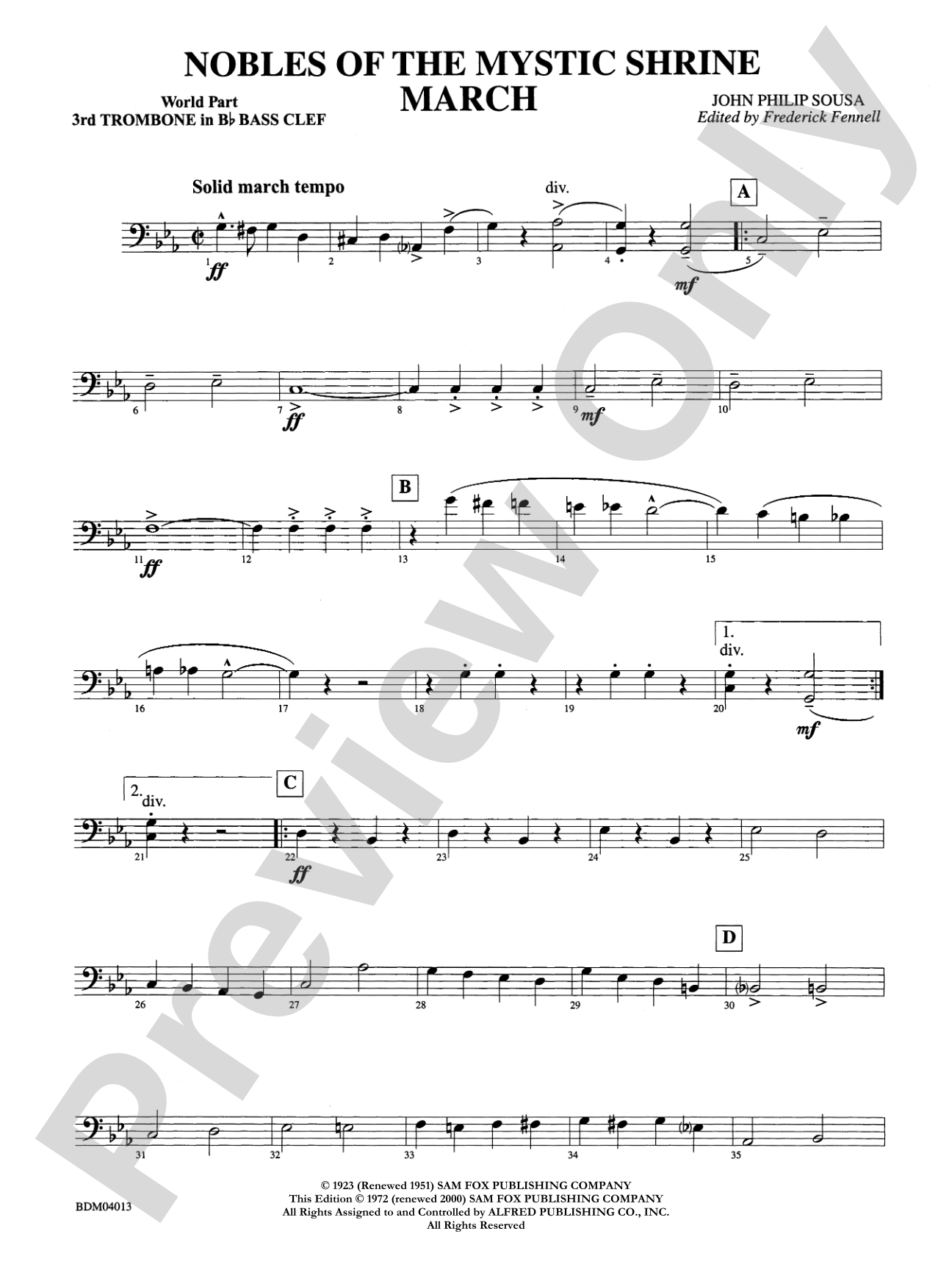 Nobles of the Mystic Shrine (March): (wp) 3rd B-flat Trombone B.C.