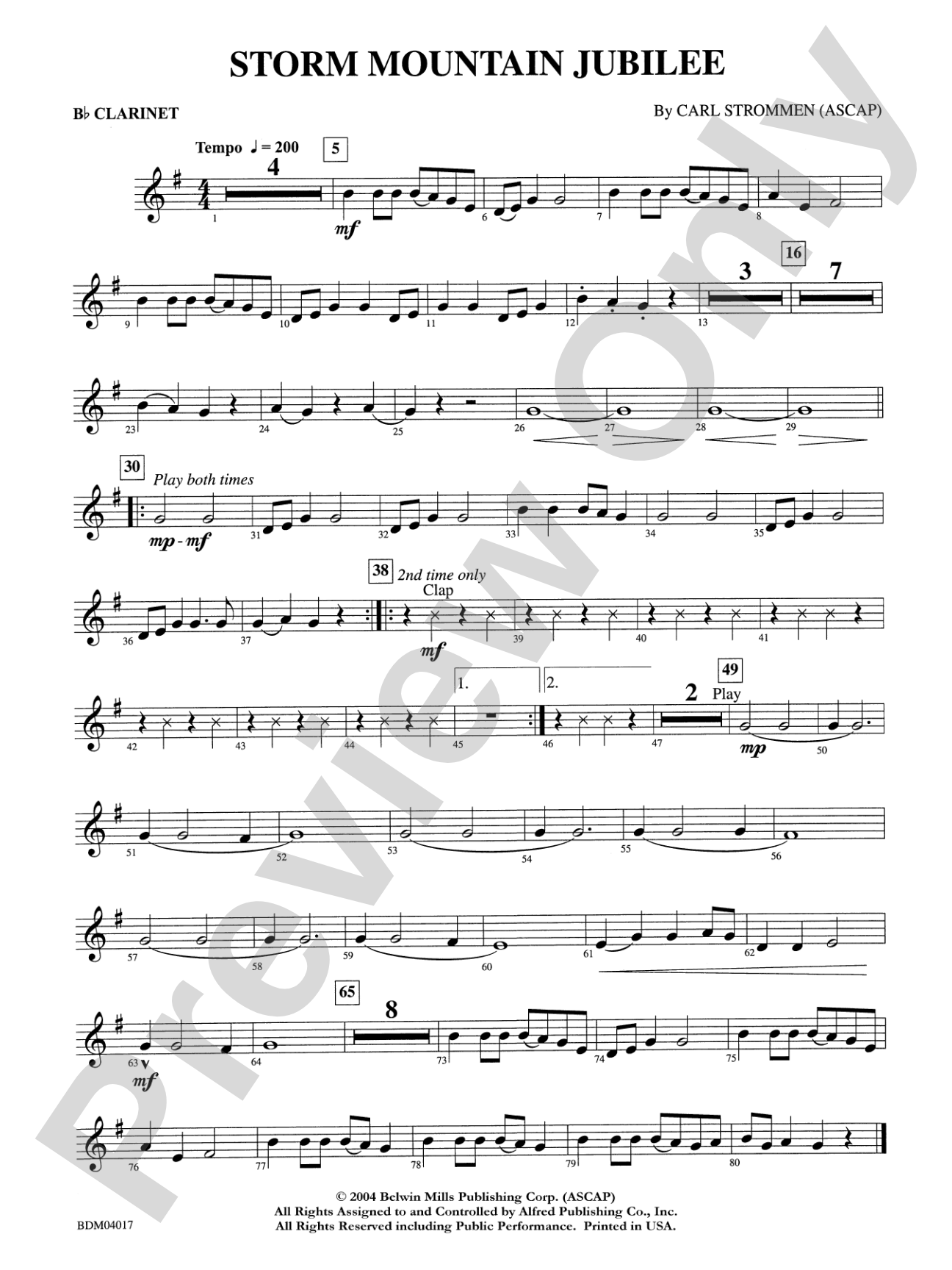 Storm Mountain Jubilee: 1st B-flat Clarinet