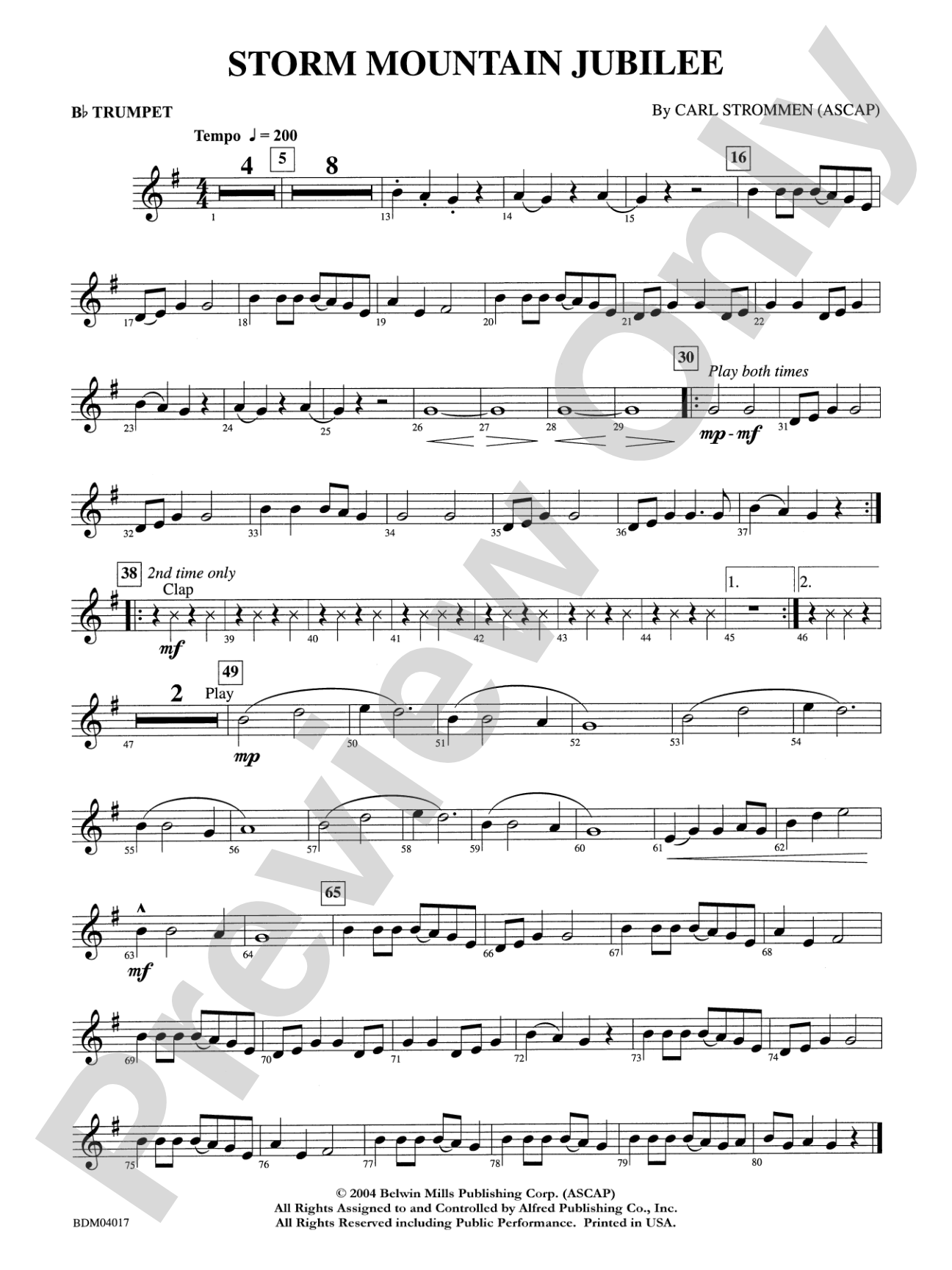 Storm Mountain Jubilee: 1st B-flat Trumpet