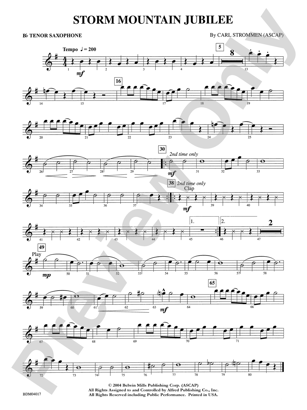 Storm Mountain Jubilee: B-flat Tenor Saxophone