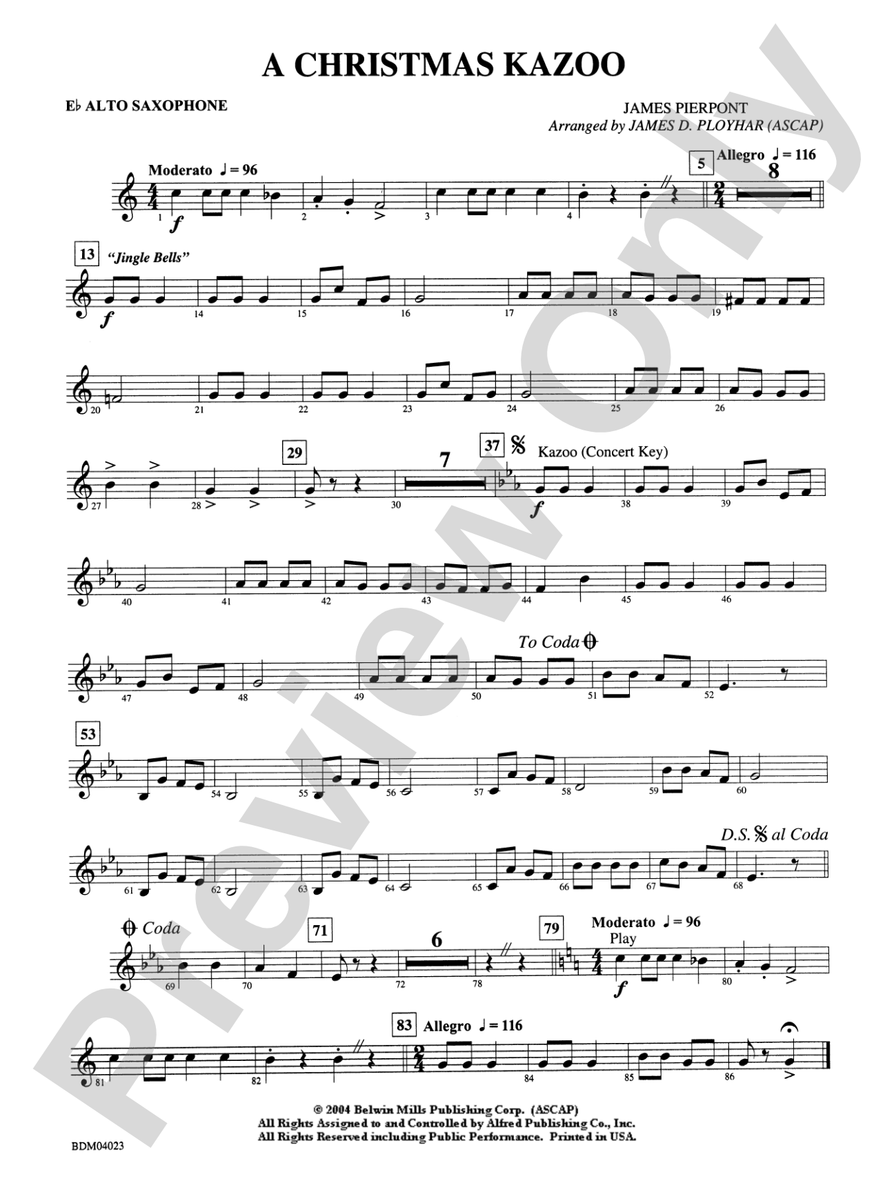 A Christmas Kazoo: E-flat Alto Saxophone