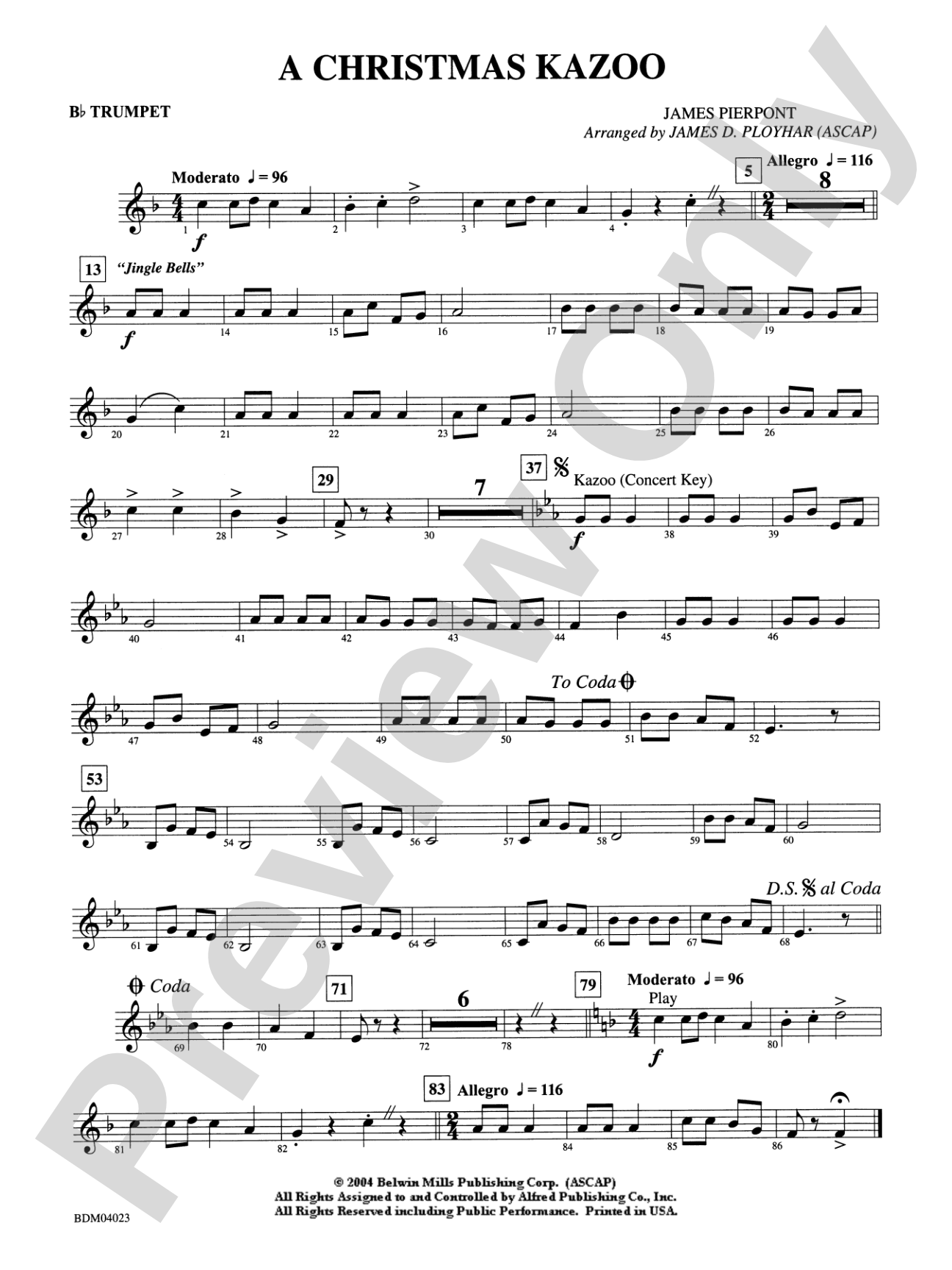 A Christmas Kazoo: 1st B-flat Trumpet
