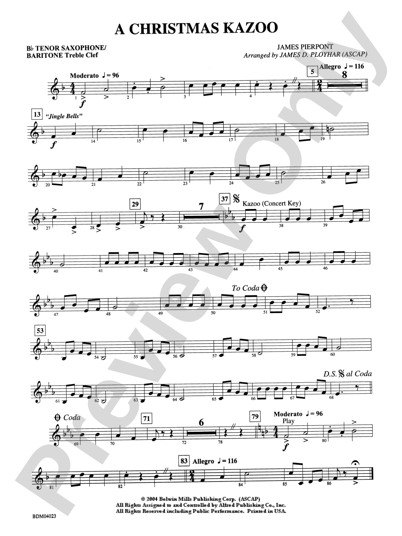 A Christmas Kazoo: B-flat Tenor Saxophone