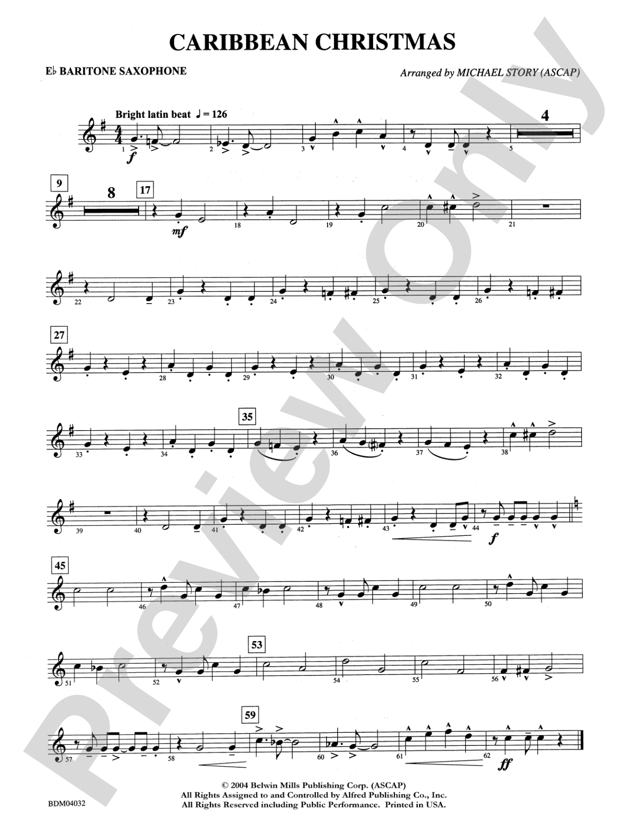 Caribbean Christmas: E-flat Baritone Saxophone