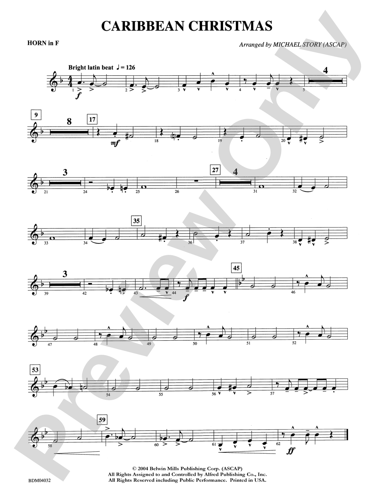 Caribbean Christmas: 1st F Horn