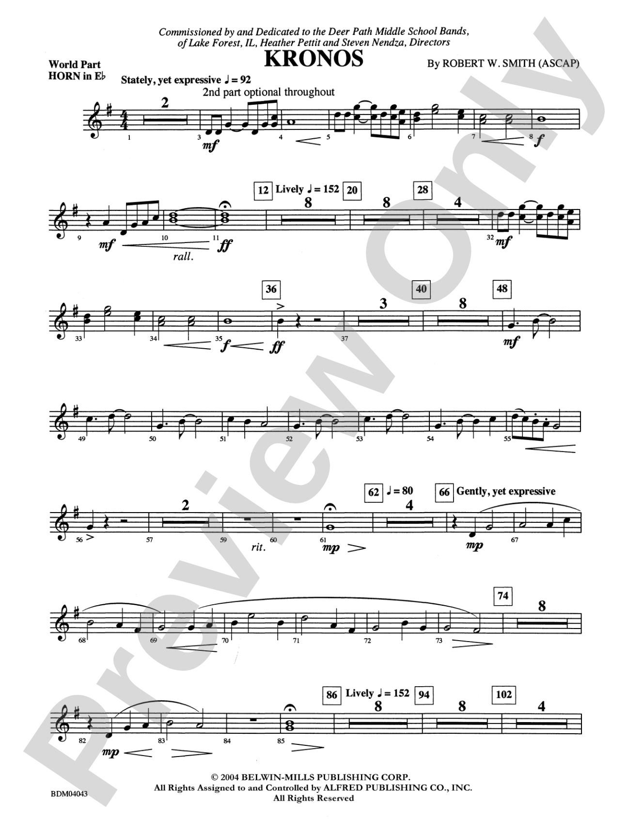 Kronos: (wp) 1st Horn in E-flat