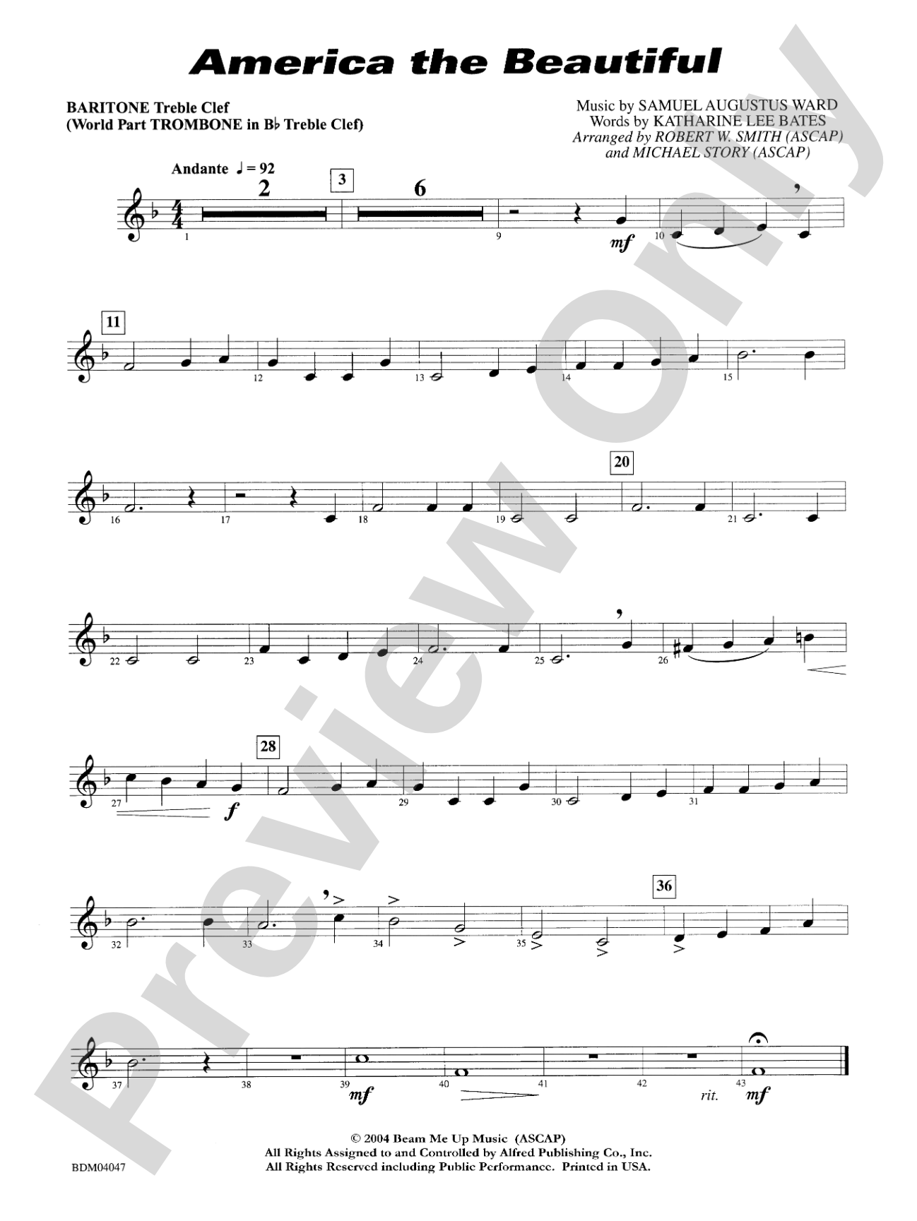 America, the Beautiful: Baritone T.C.