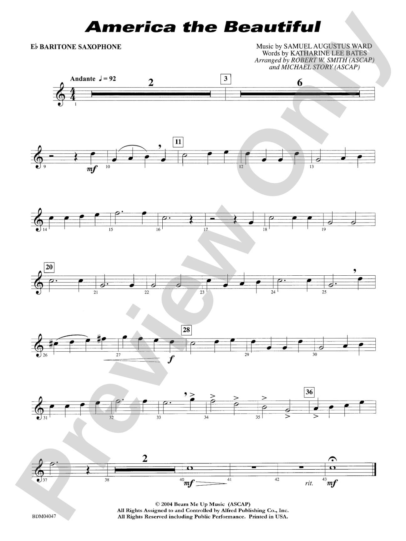 America, the Beautiful: E-flat Baritone Saxophone
