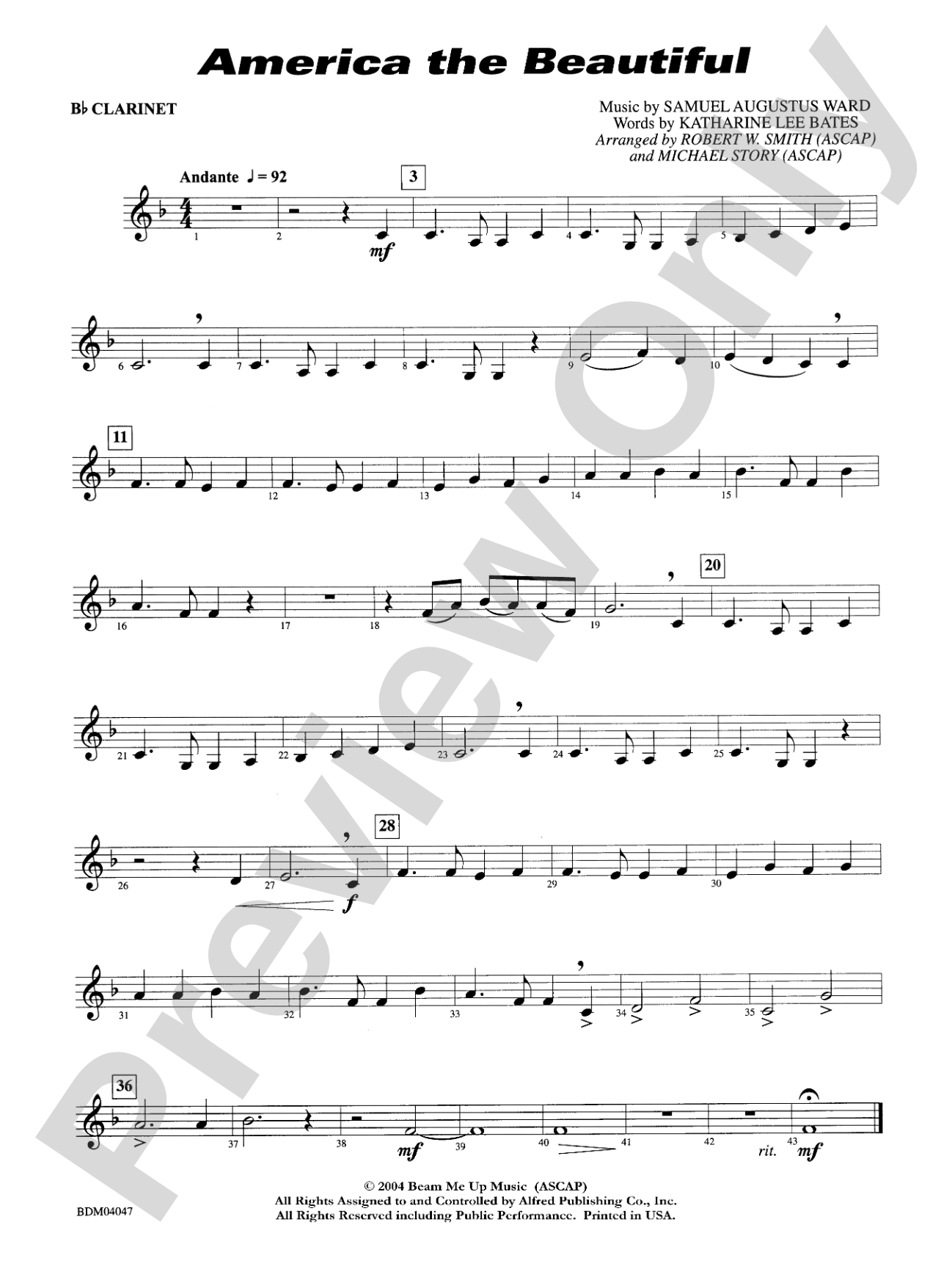 America, the Beautiful: 1st B-flat Clarinet