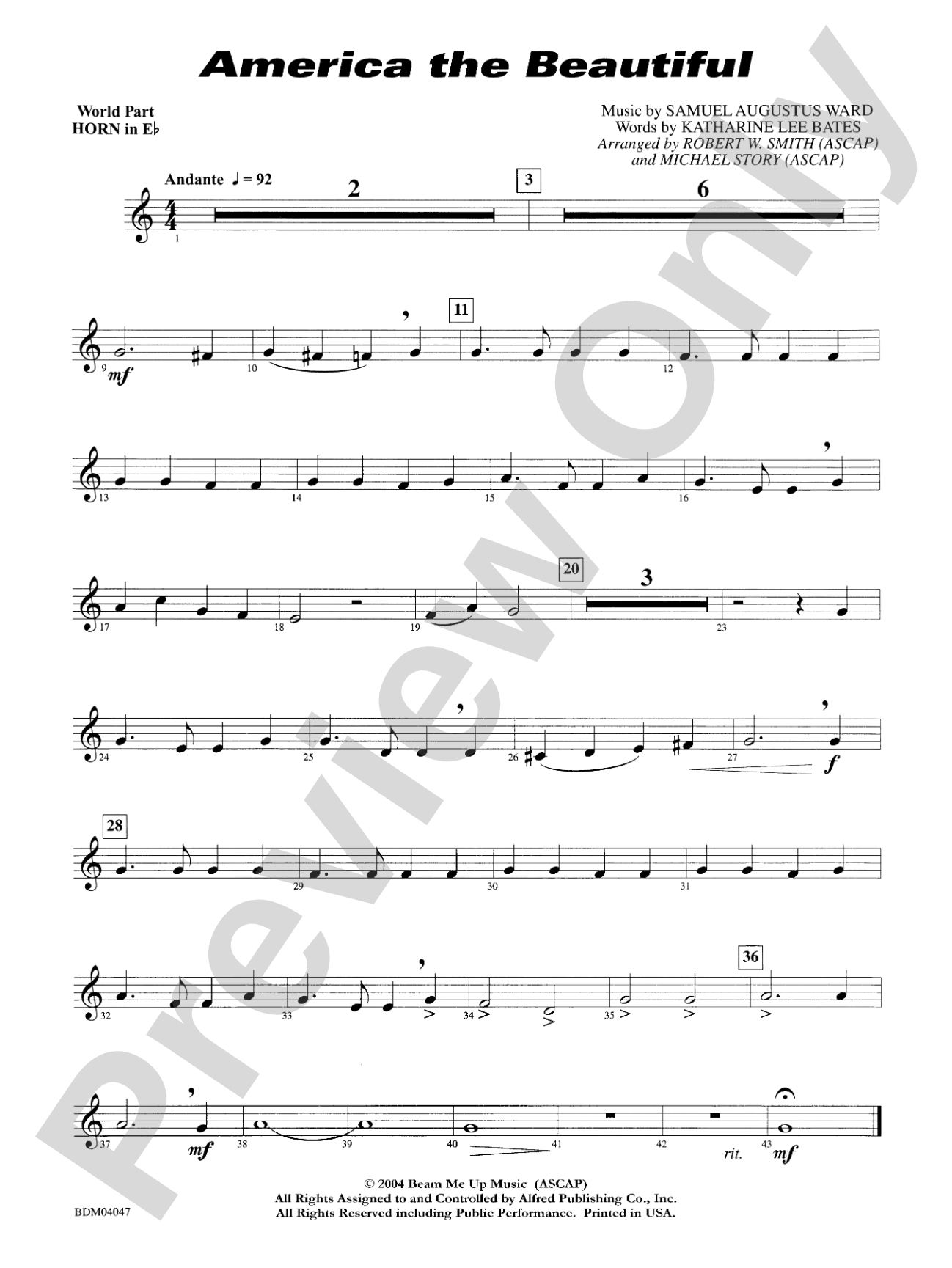 America, the Beautiful: WP 1st Horn in E-flat