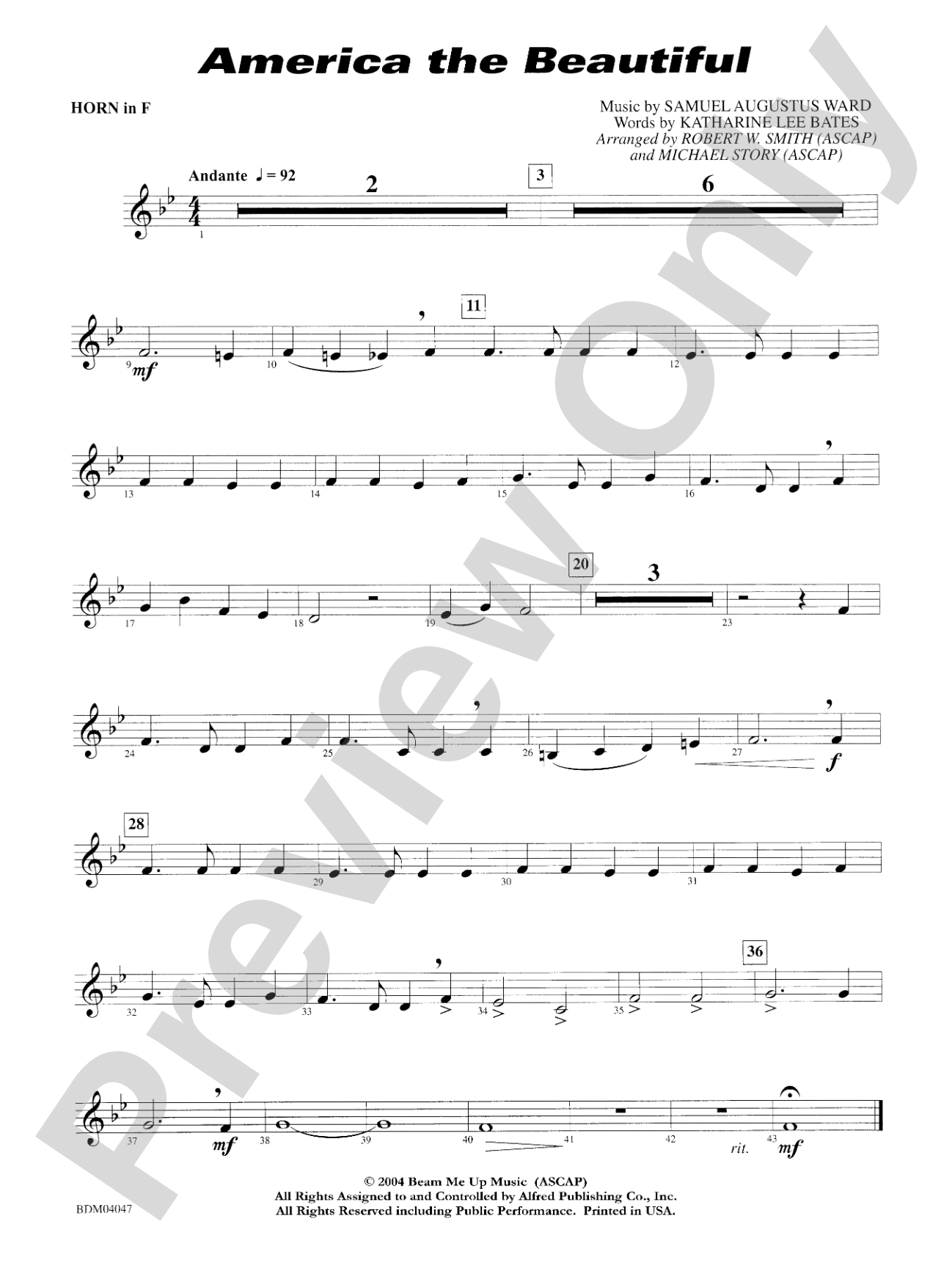 America, the Beautiful: 1st F Horn